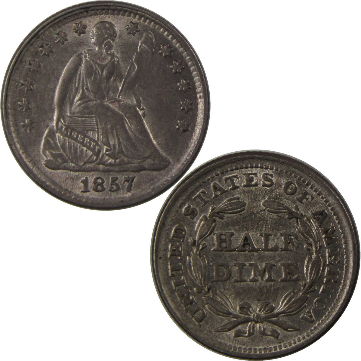 1857 Seated Liberty Silver Half Dime CH AU Choice About Uncirculated