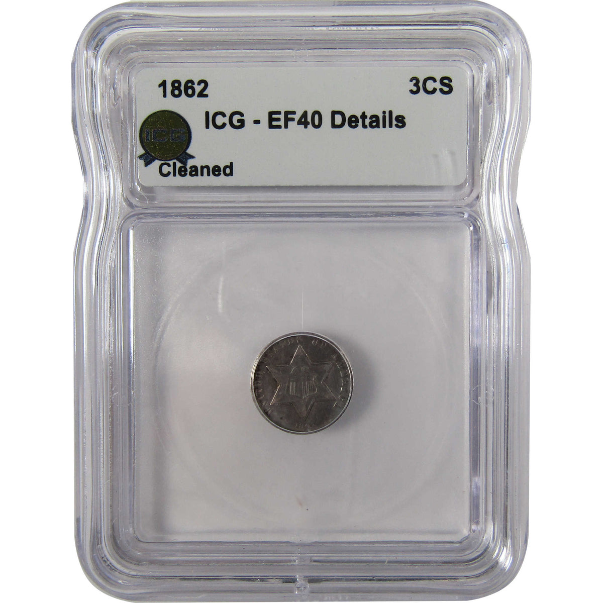 1862 Silver Three Cent Piece EF 40 Details ICG 3c Coin SKU:I29197