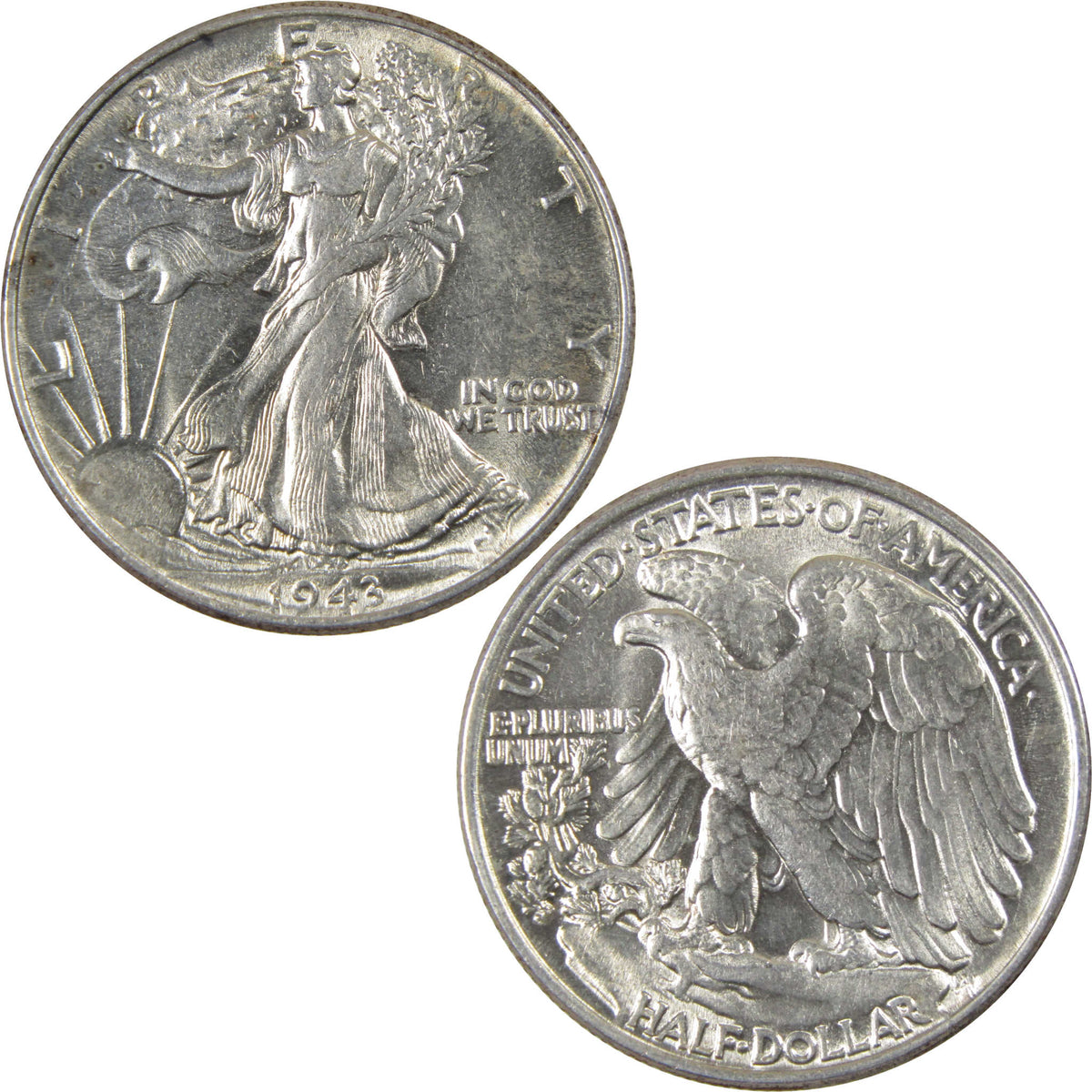 1943 Liberty Walking Silver 50c Borderline Uncirculated SKU:I28684