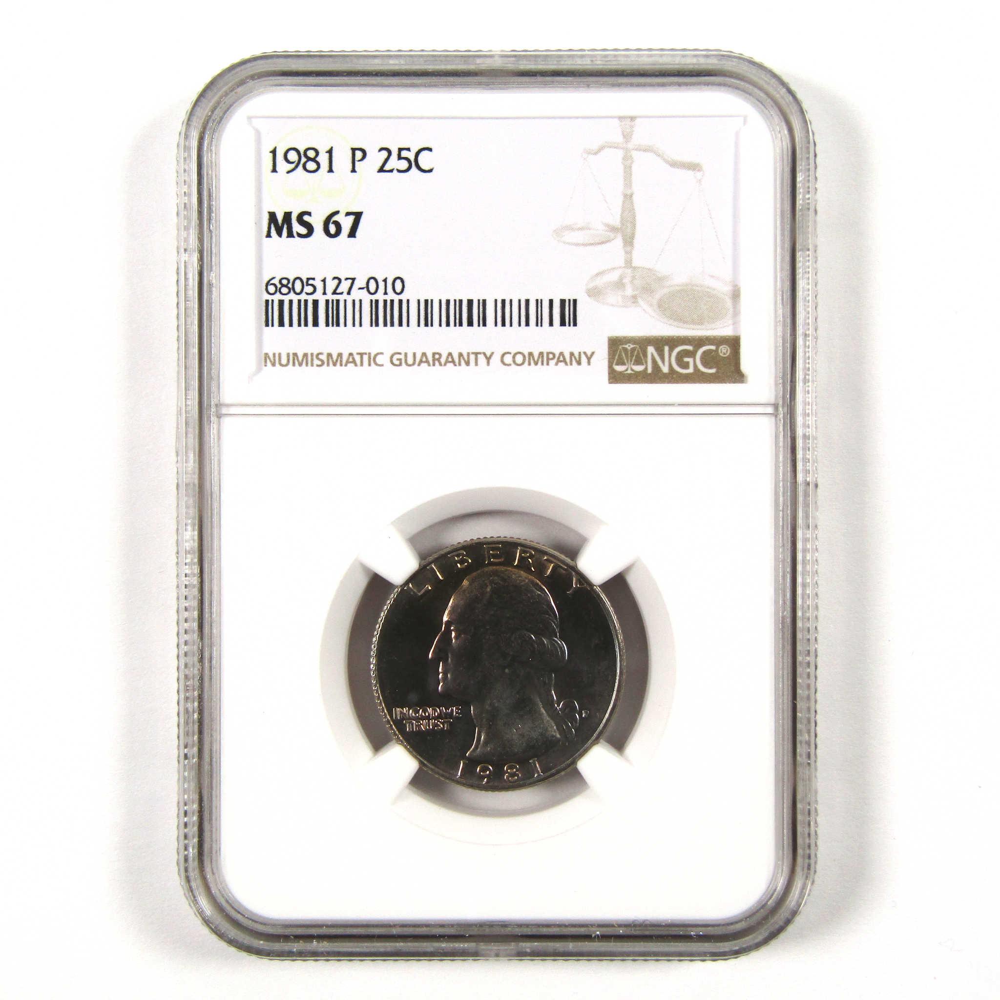 1981 P Washington Quarter MS 67 NGC Clad 25c Uncirculated SKU:I9540