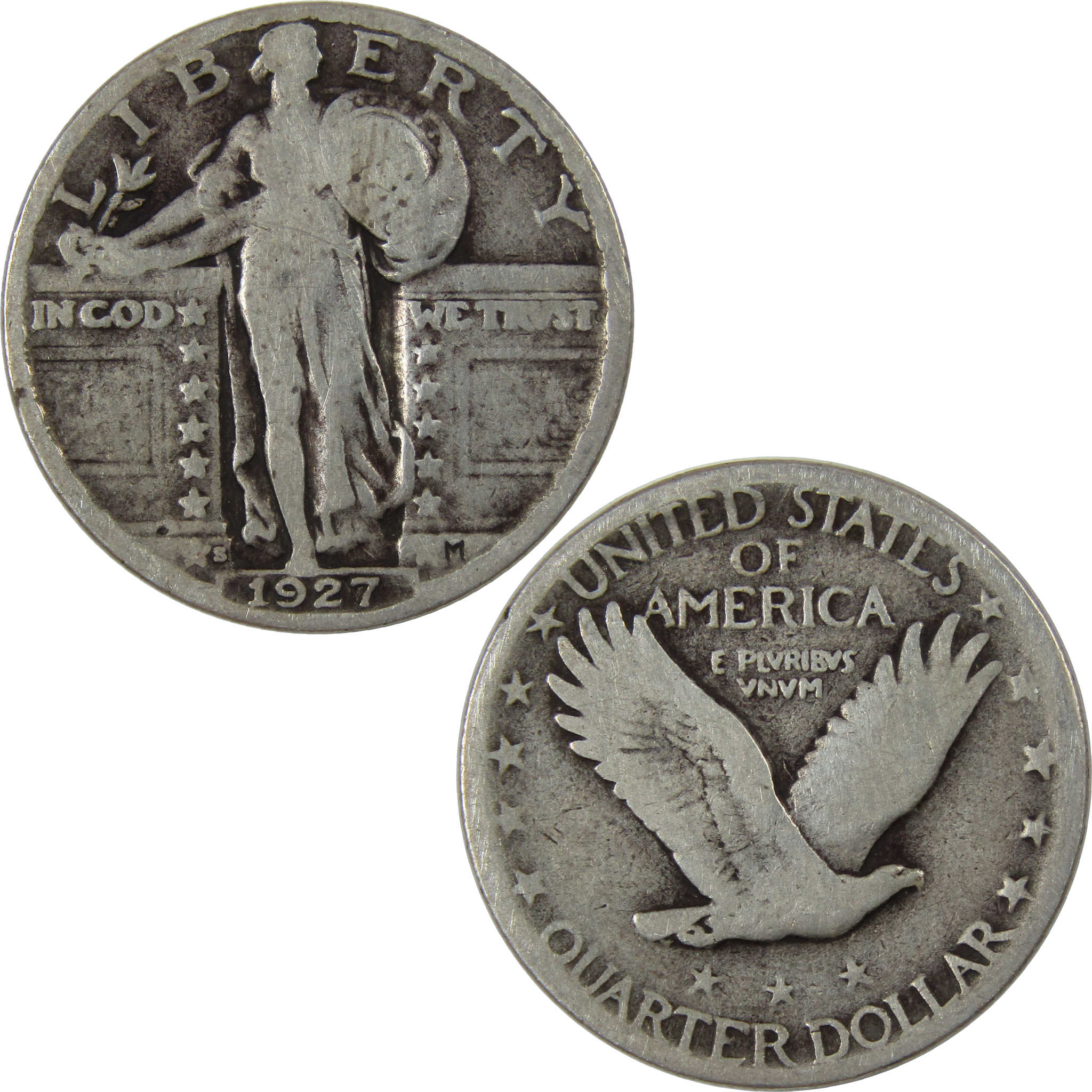 1927 S Standing Liberty Quarter G Good Silver 25c Coin SKU:I23464