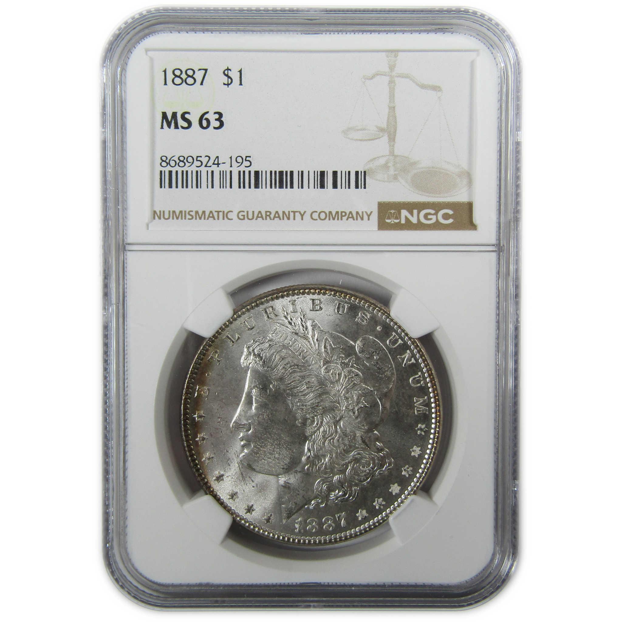 1887 Morgan Silver Dollar MS 63 NGC Rainbow Toned SKU:CP411