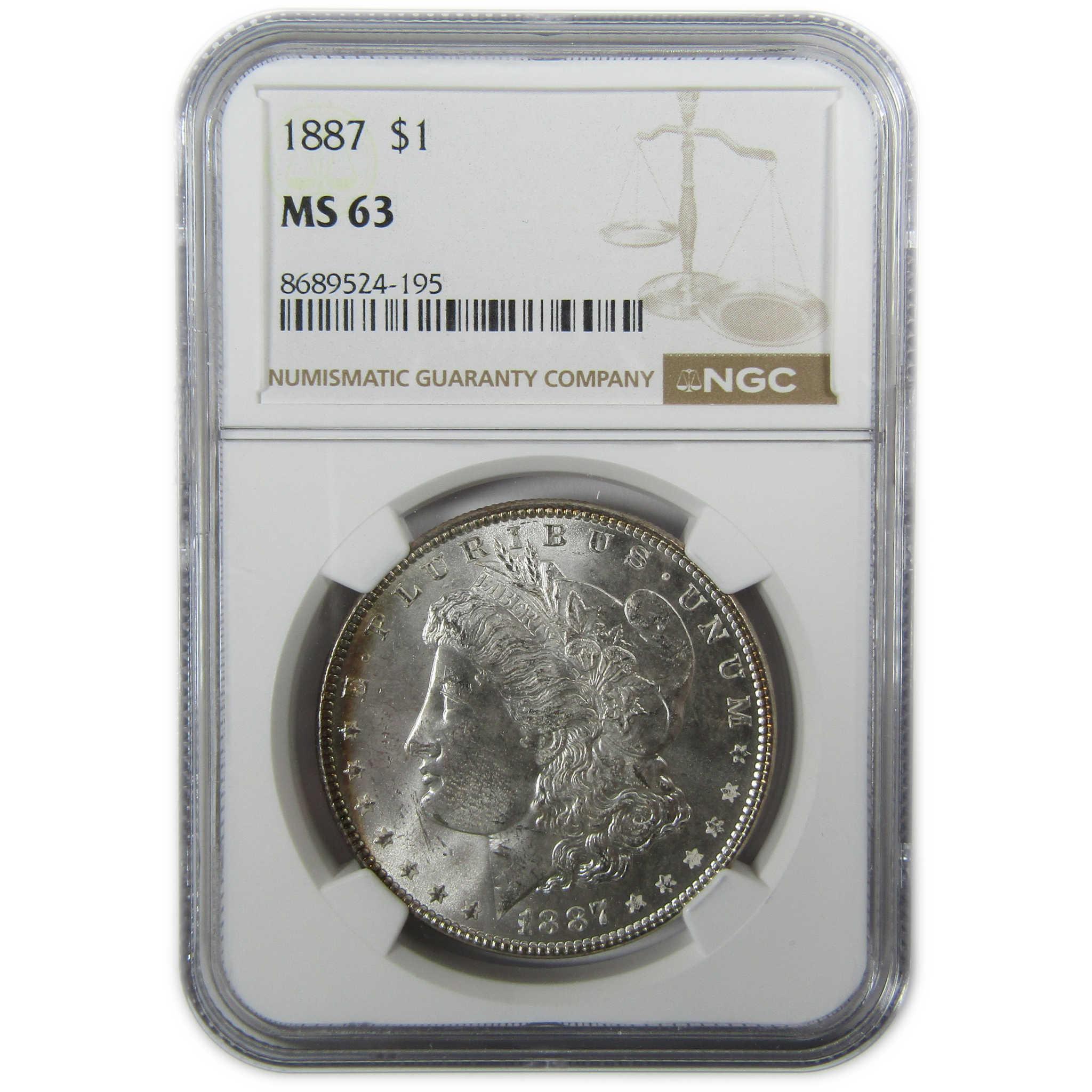 1887 Morgan Silver Dollar MS 63 NGC Rainbow Toned SKU:CP411