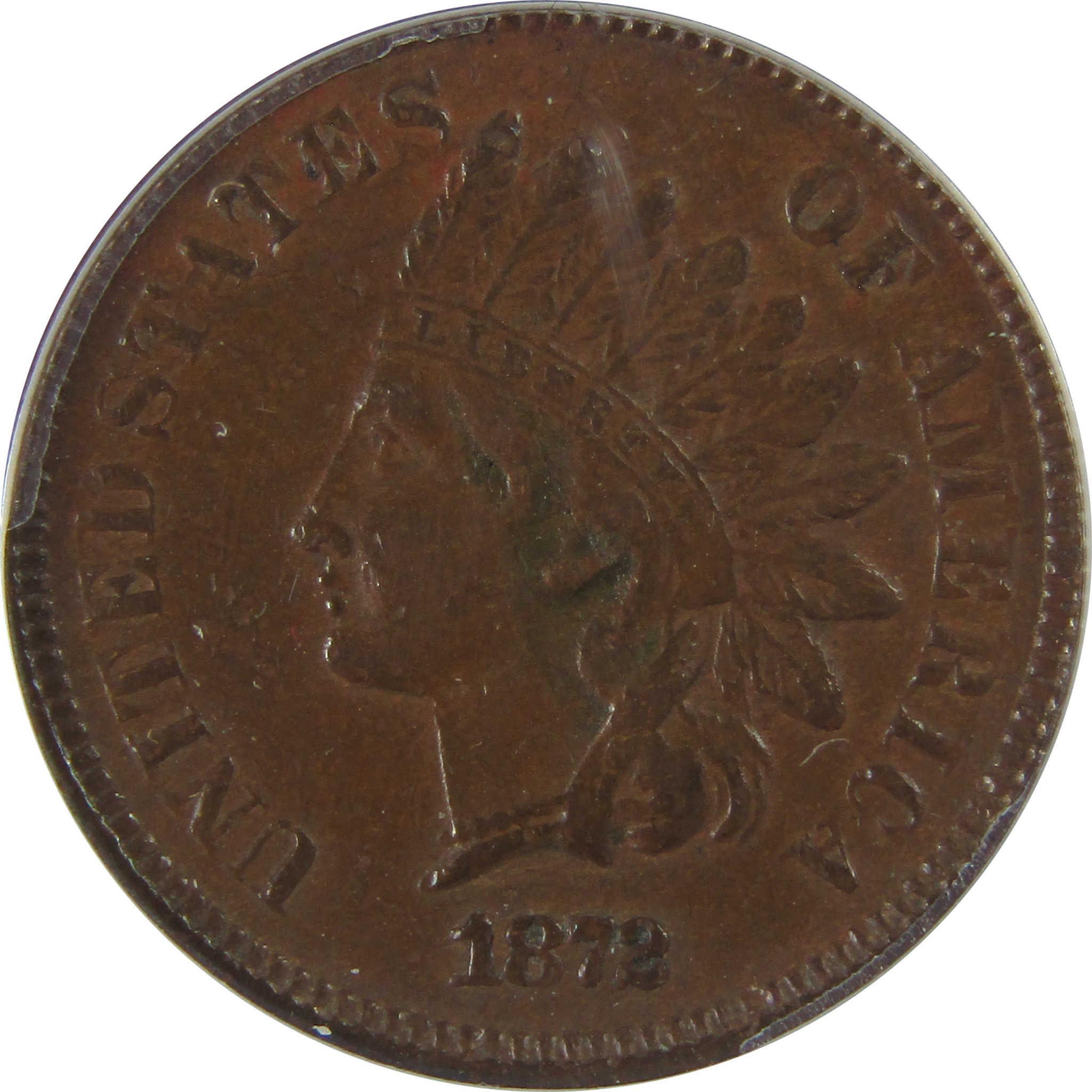 1872 Indian Head Cent EF 40 Details ANACS Penny 1c Coin SKU:CPC1187