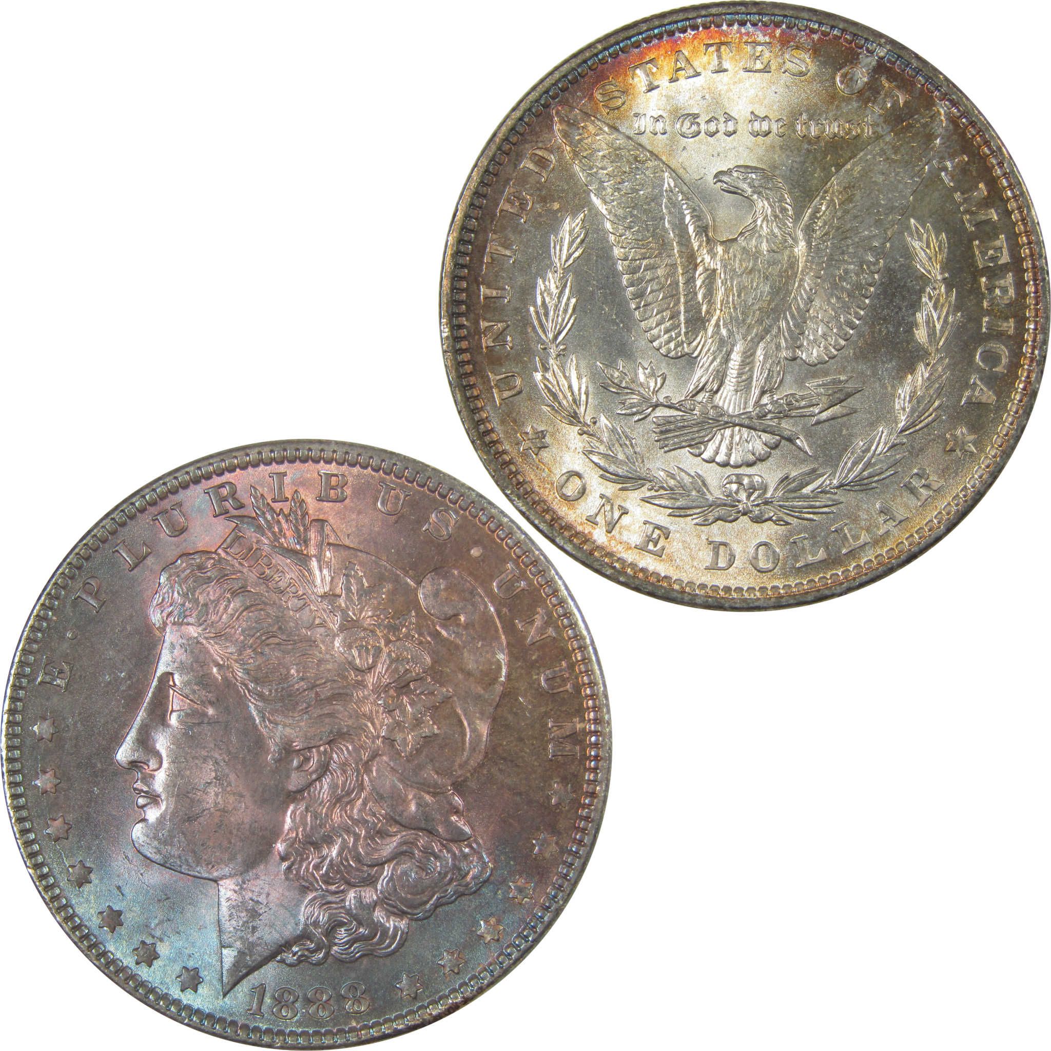 1888 Morgan Dollar Uncirculated Silver $1 Coin Toned SKU:CPC1002