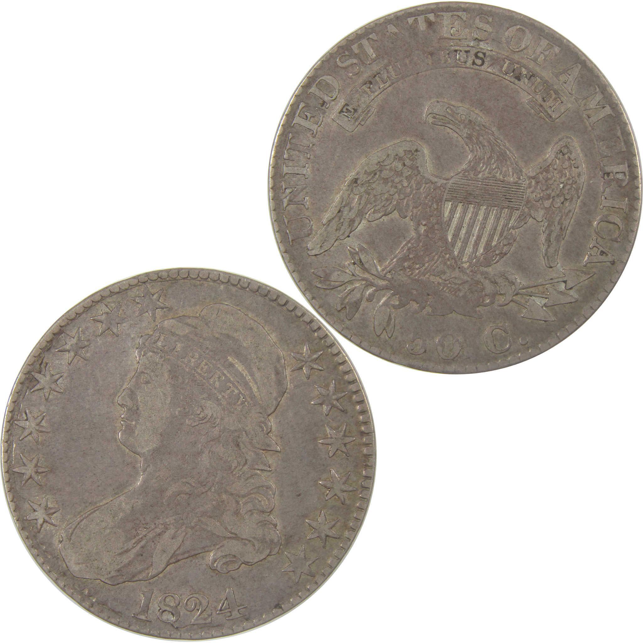 1824 Capped Bust Silver Half Dollar XF EF Extremely Fine 50c Coin