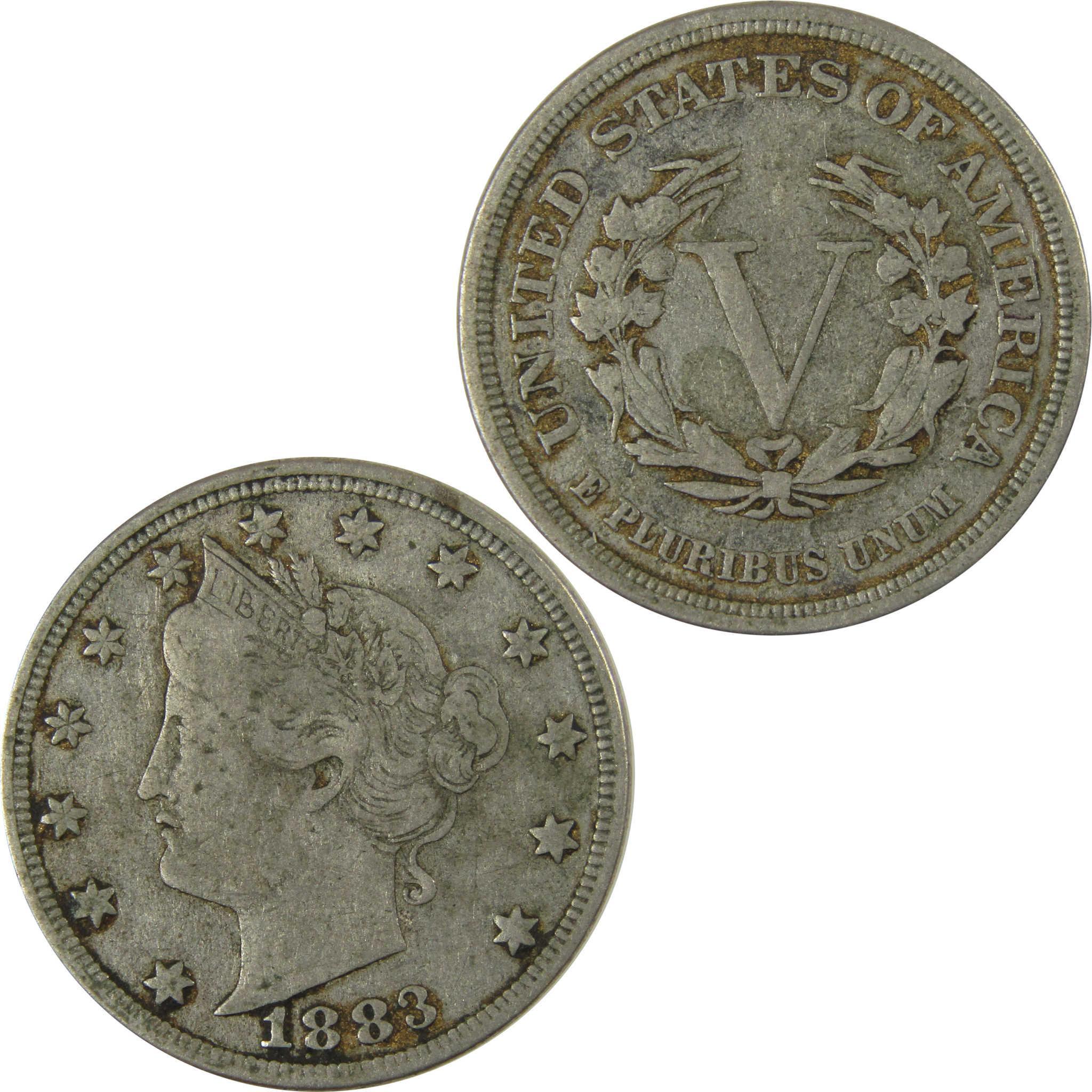 1883 No Cents Liberty Head V Nickel VF Very Fine 5c Coin SKU:I26512