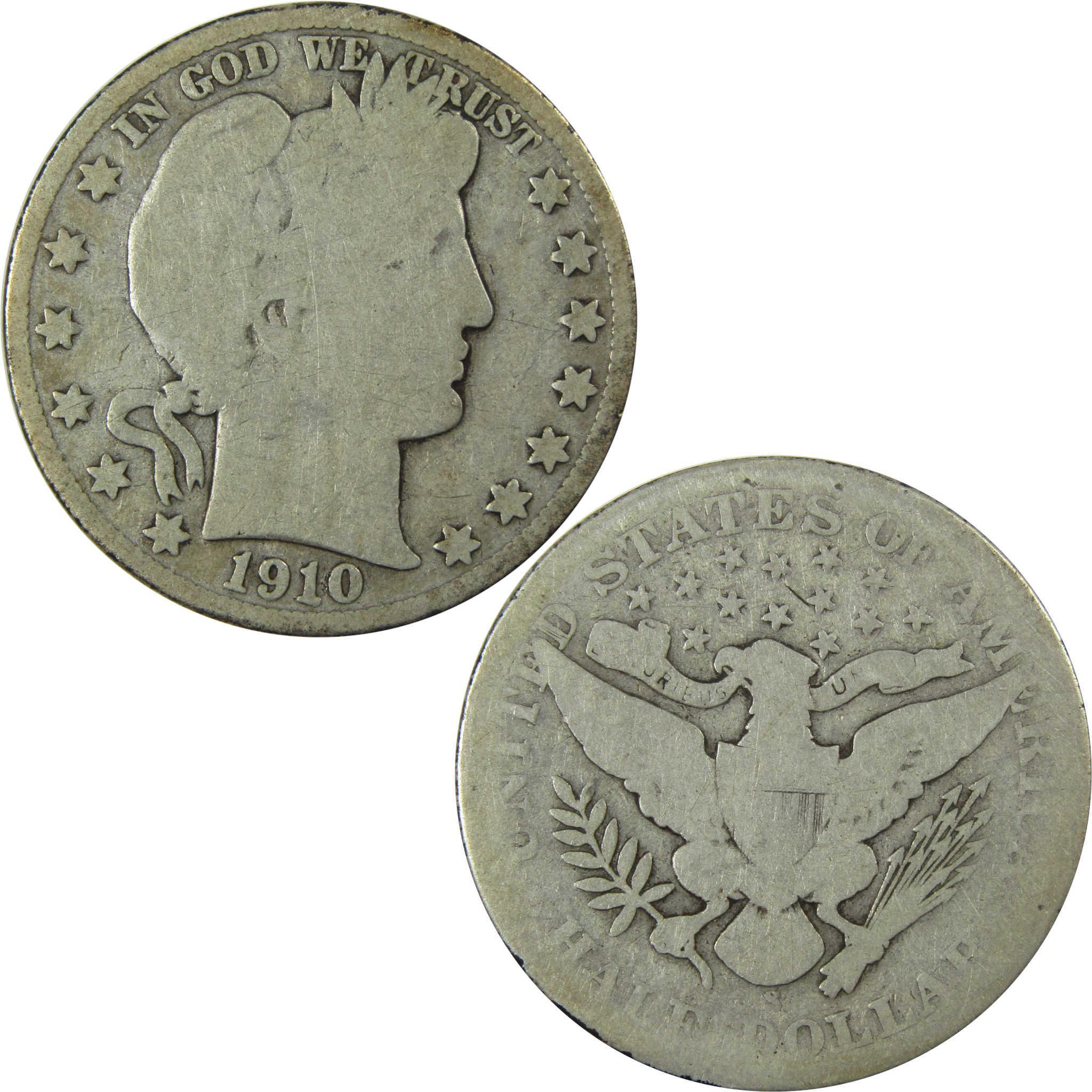 1910 S Barber Silver Half Dollar AG About Good 50c Coin SKU:I25952
