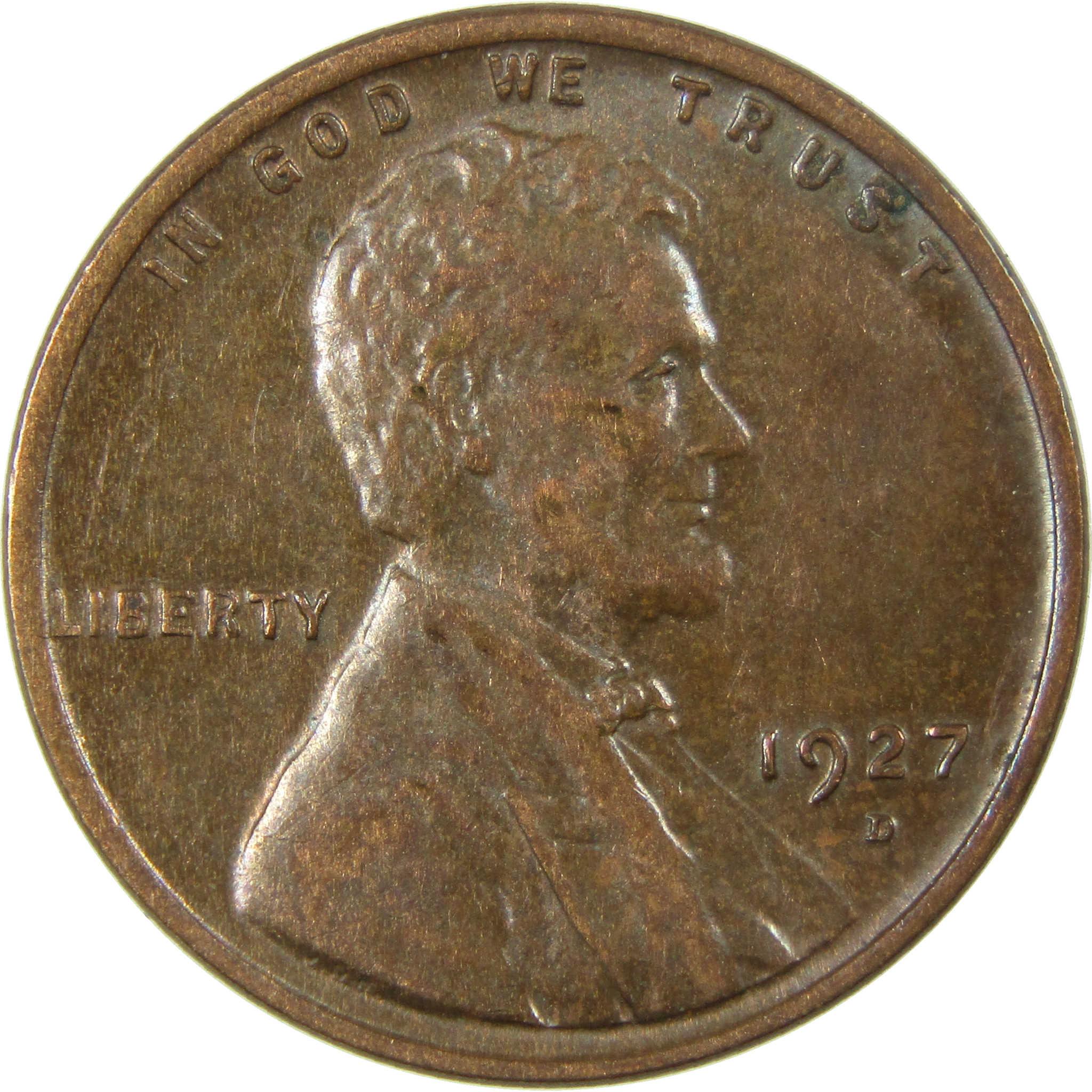 1927 D Lincoln Wheat Cent AU About Uncirculated Penny SKU:I27645