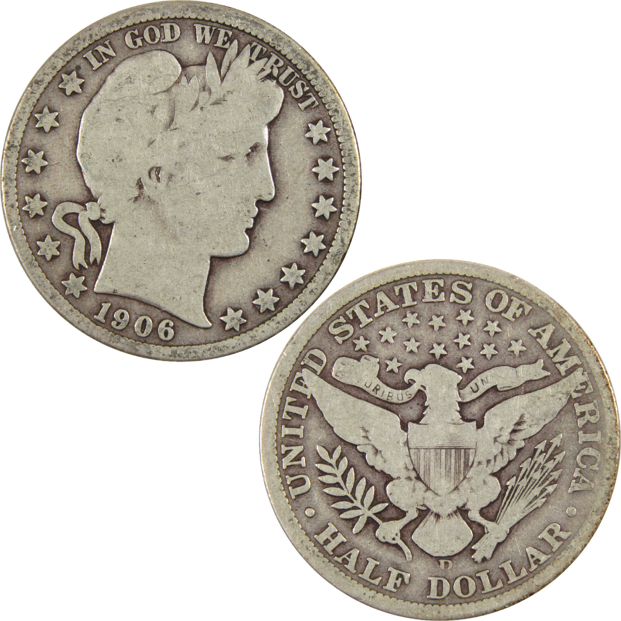 1906 D Barber Half Dollar G Good Silver 50c Coin