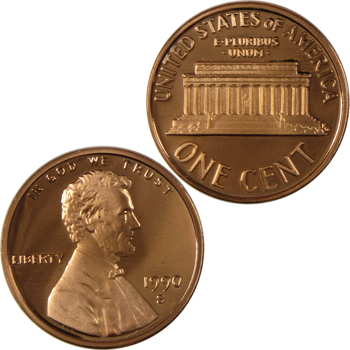 1990 S Lincoln Memorial Cent Proof Penny 1c Coin Collectible