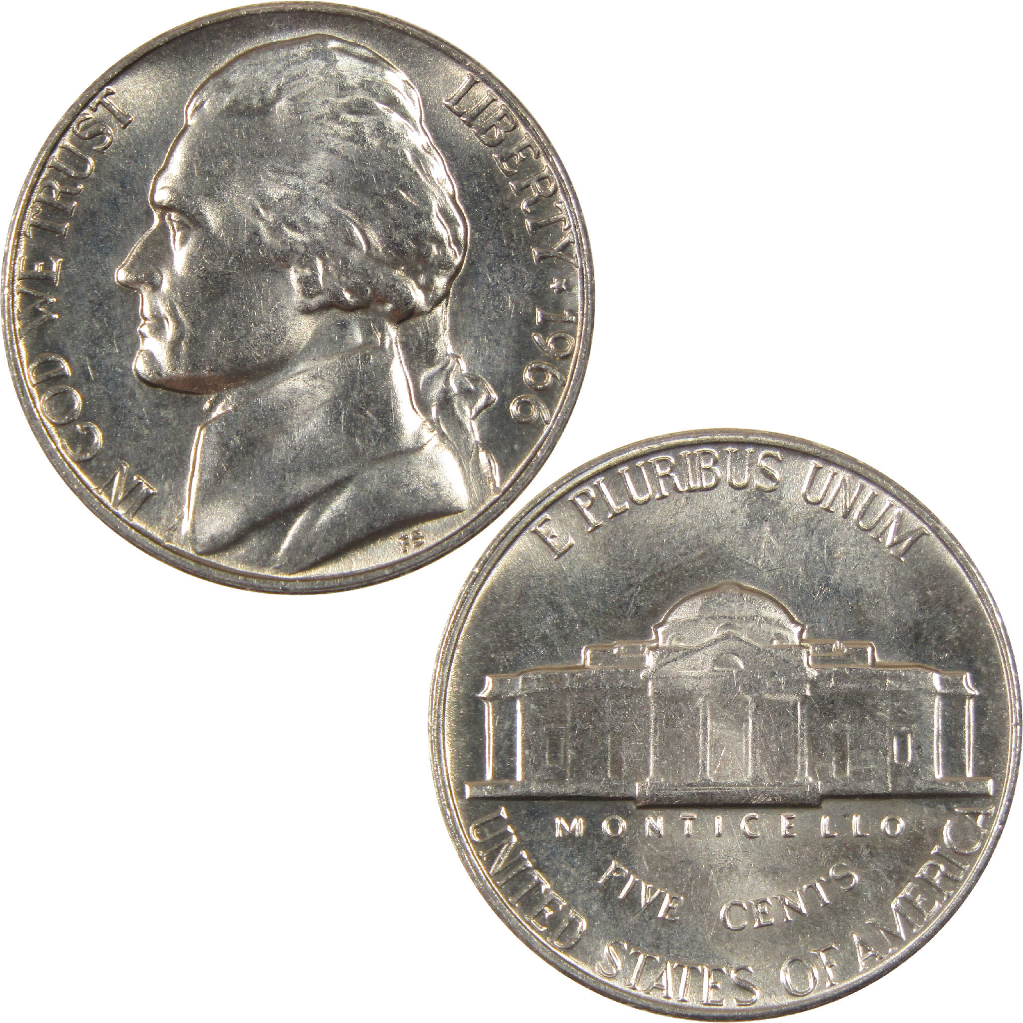 1966 SMS Jefferson Nickel Uncirculated 5c Coin