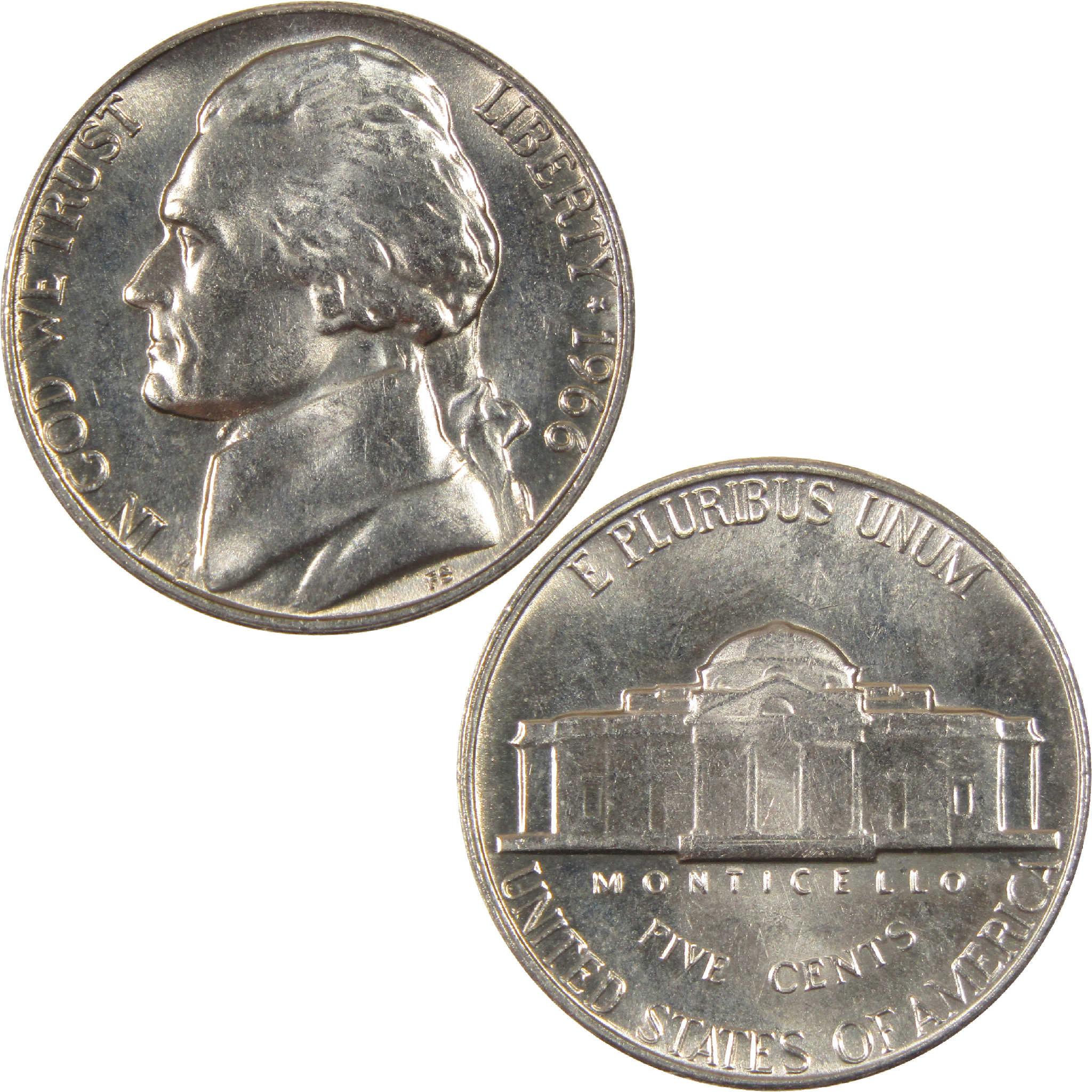 1966 SMS Jefferson Nickel Uncirculated 5c Coin