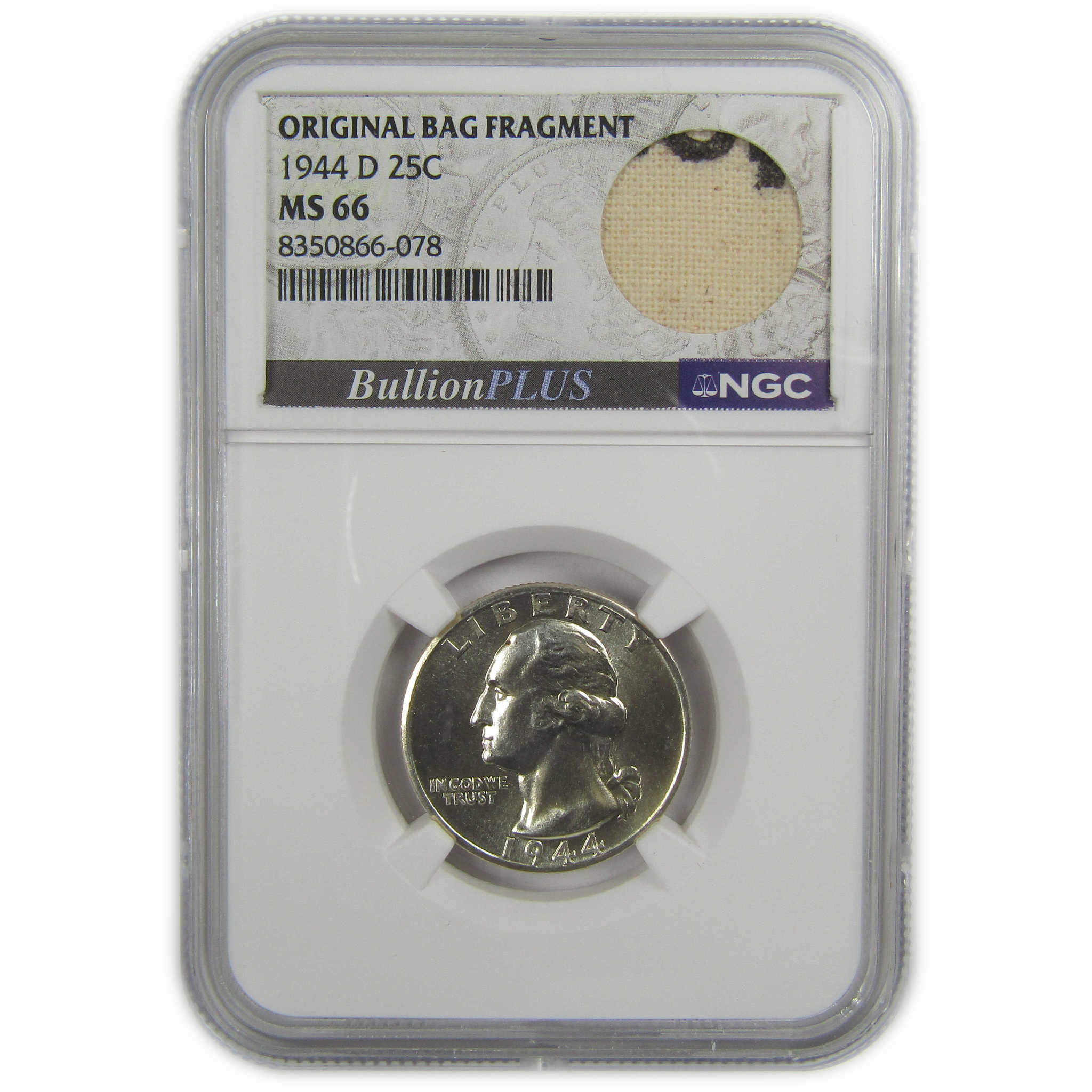 1944 D Washington Quarter MS 66 NGC Silver Bag Fragment SKU:I20499