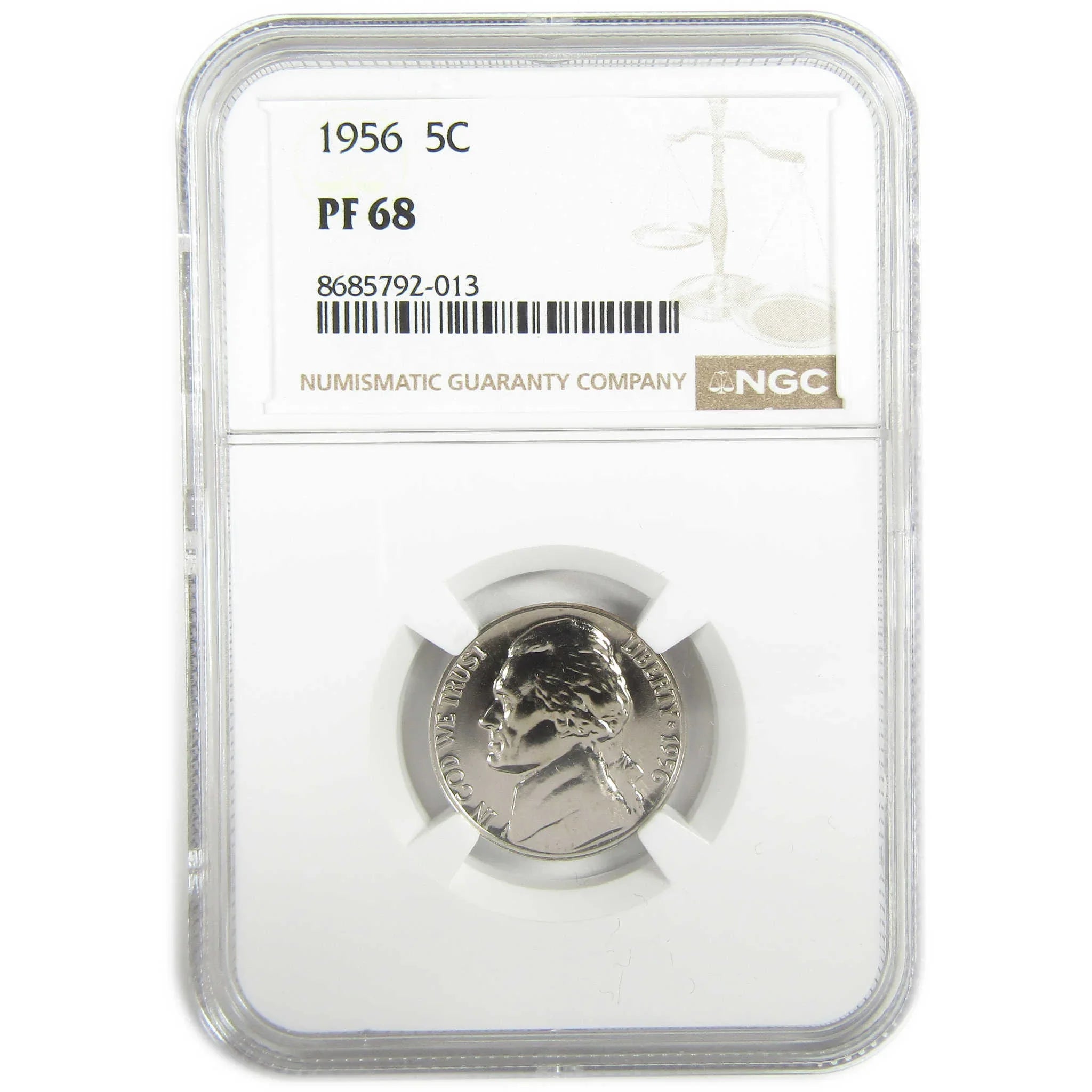 1956 Jefferson Nickel PF 68 NGC Proof 5c Coin Collectible SKU:I27375