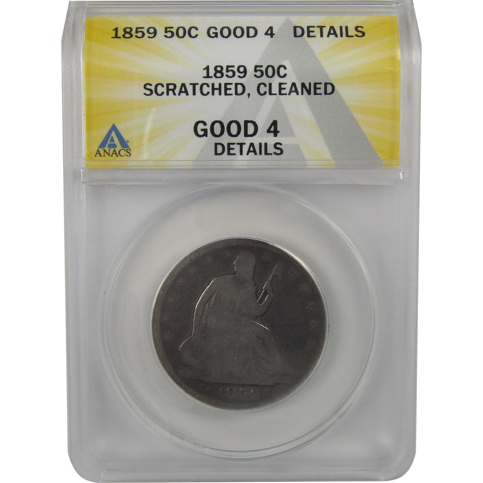 1859 Seated Liberty Half Dollar G 4 Details ANACS Silver SKU:I22338