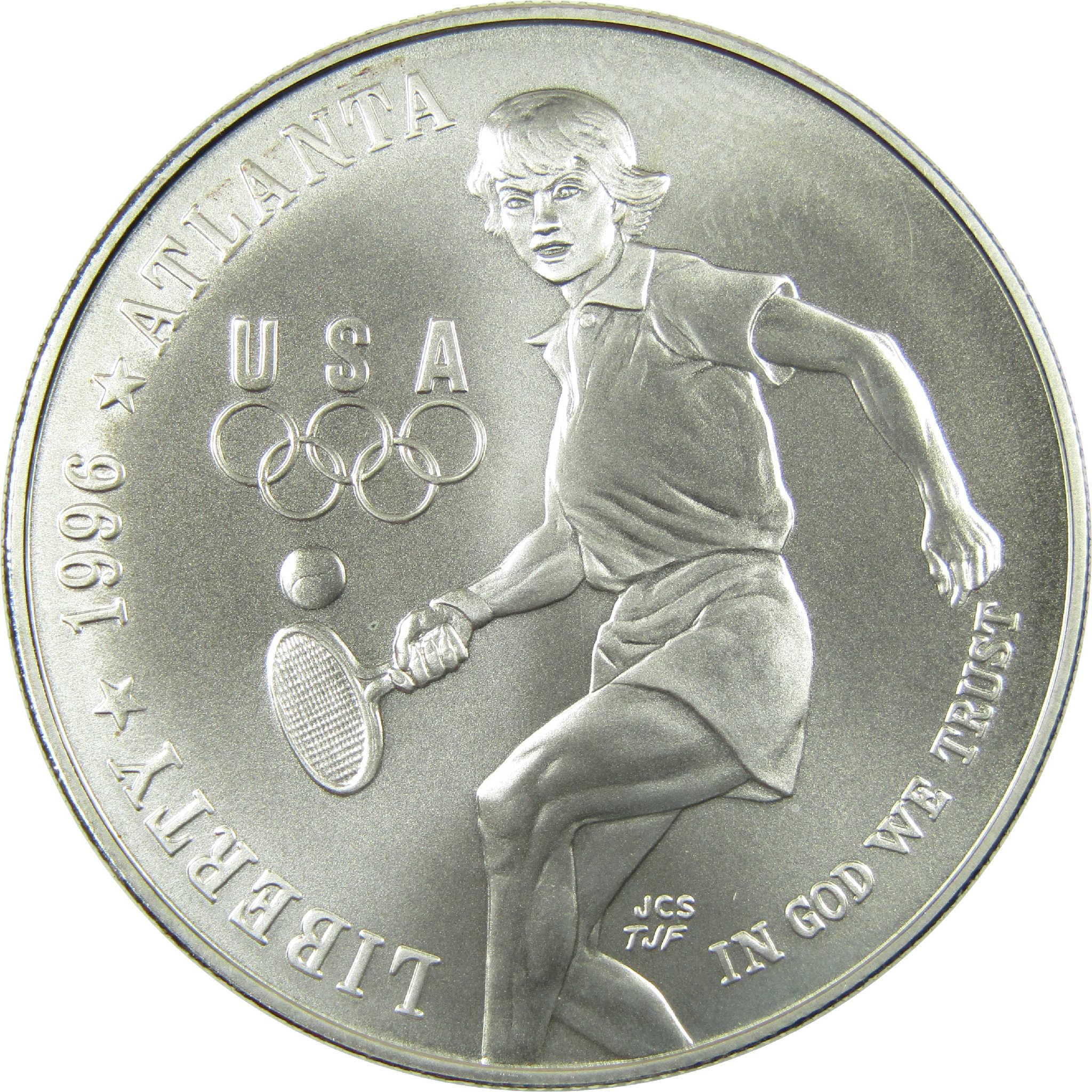 1996 D Atlanta Olympic Tennis Commemorative Silver Dollar Uncirculated