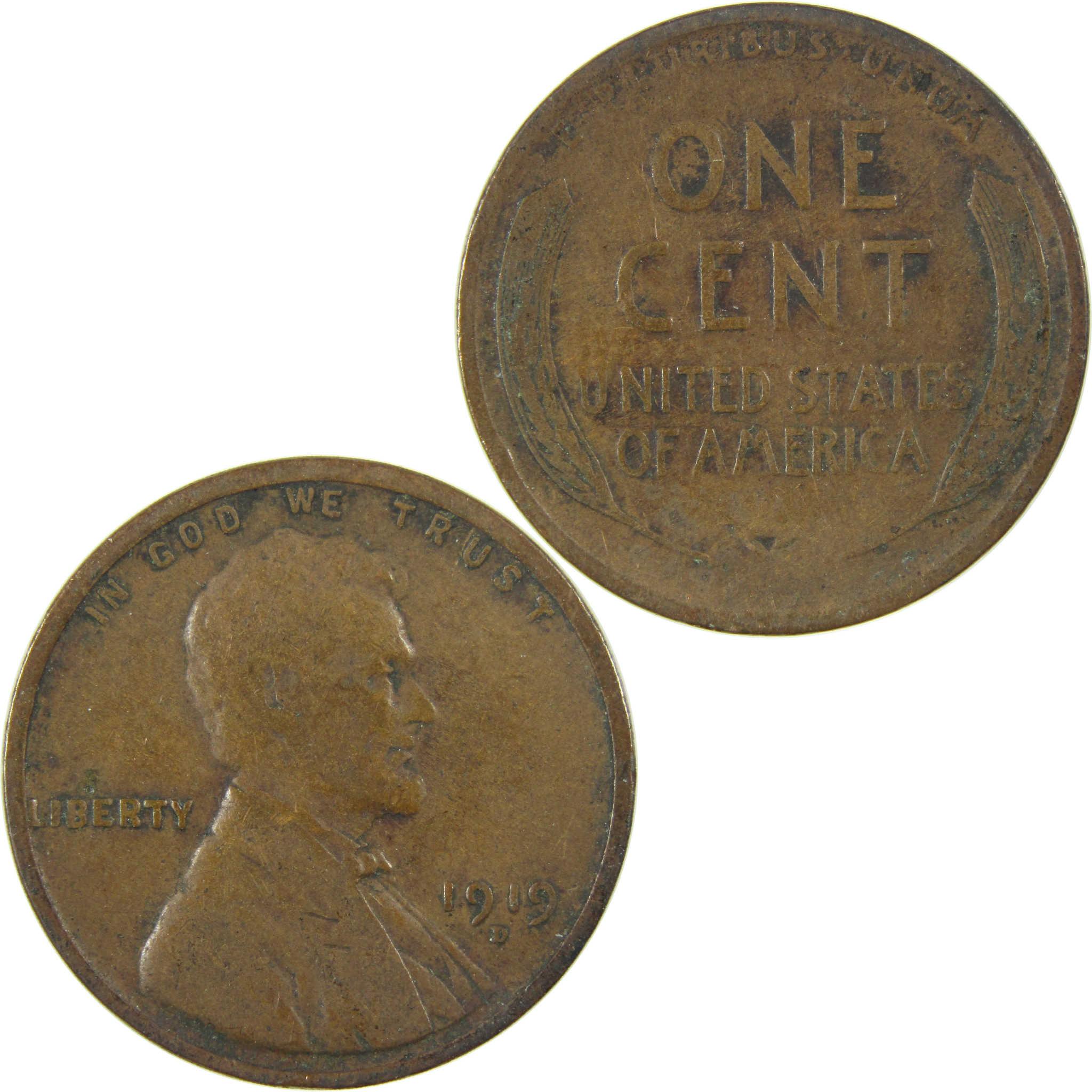 1919 D Lincoln Wheat Cent VG Very Good Penny 1c Coin SKU:I27182