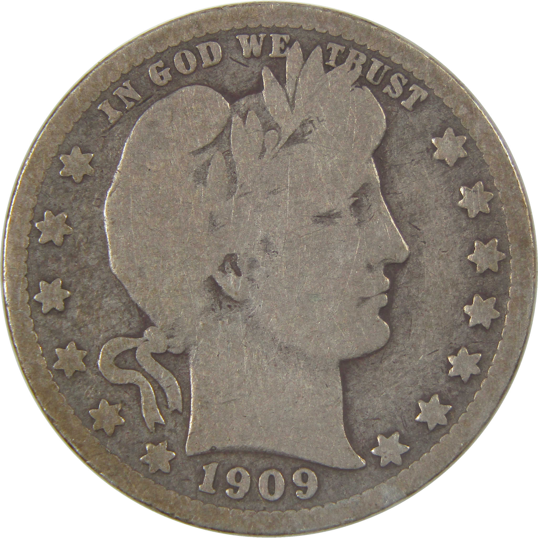 1909 O Barber Silver Quarter VG Very Good 25c Coin Collectible