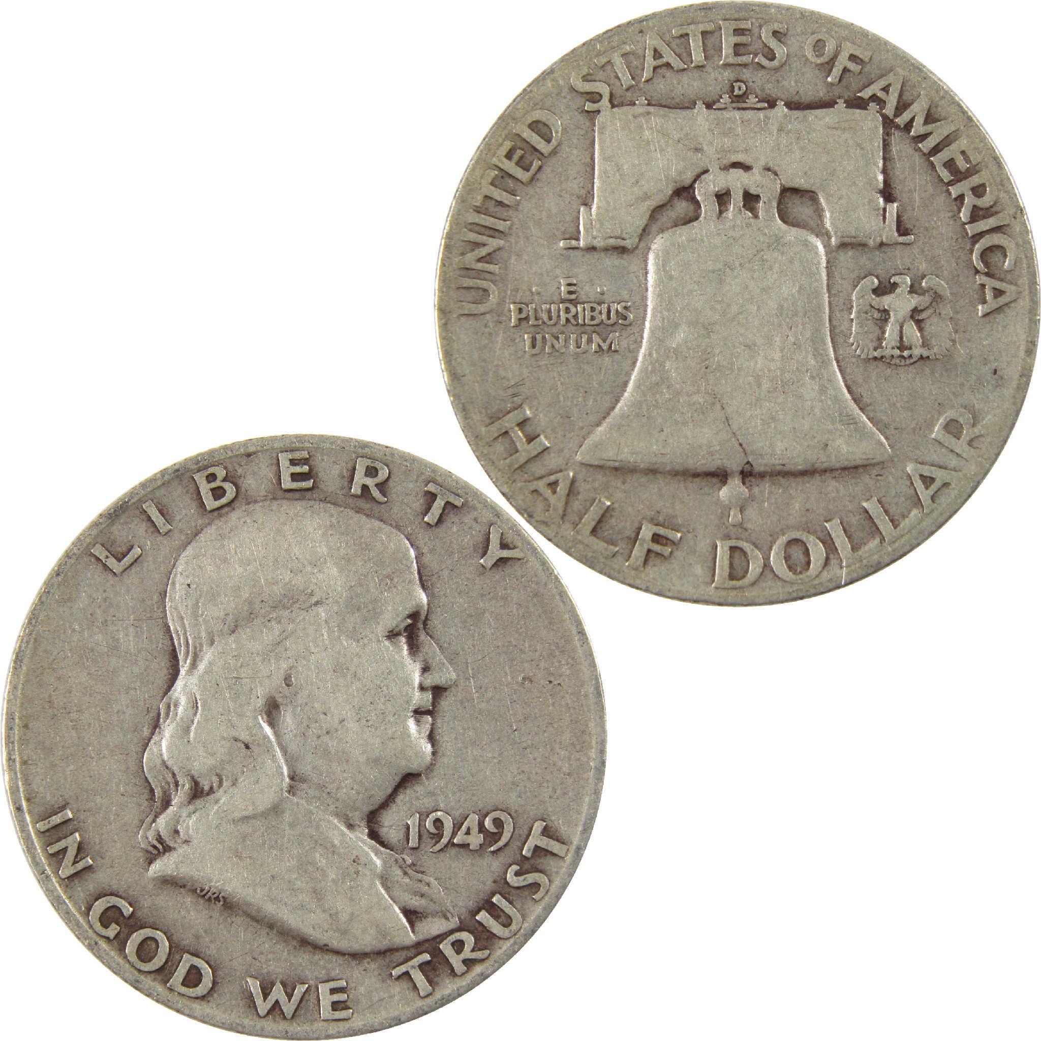 1949 D Franklin Half Dollar VG Very Good Silver 50c Coin