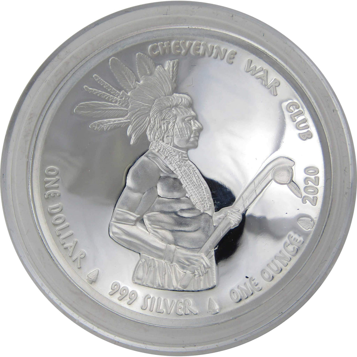 2020 Native American Jamul Cheyenne War Club 1 oz Silver Proof $1 COA