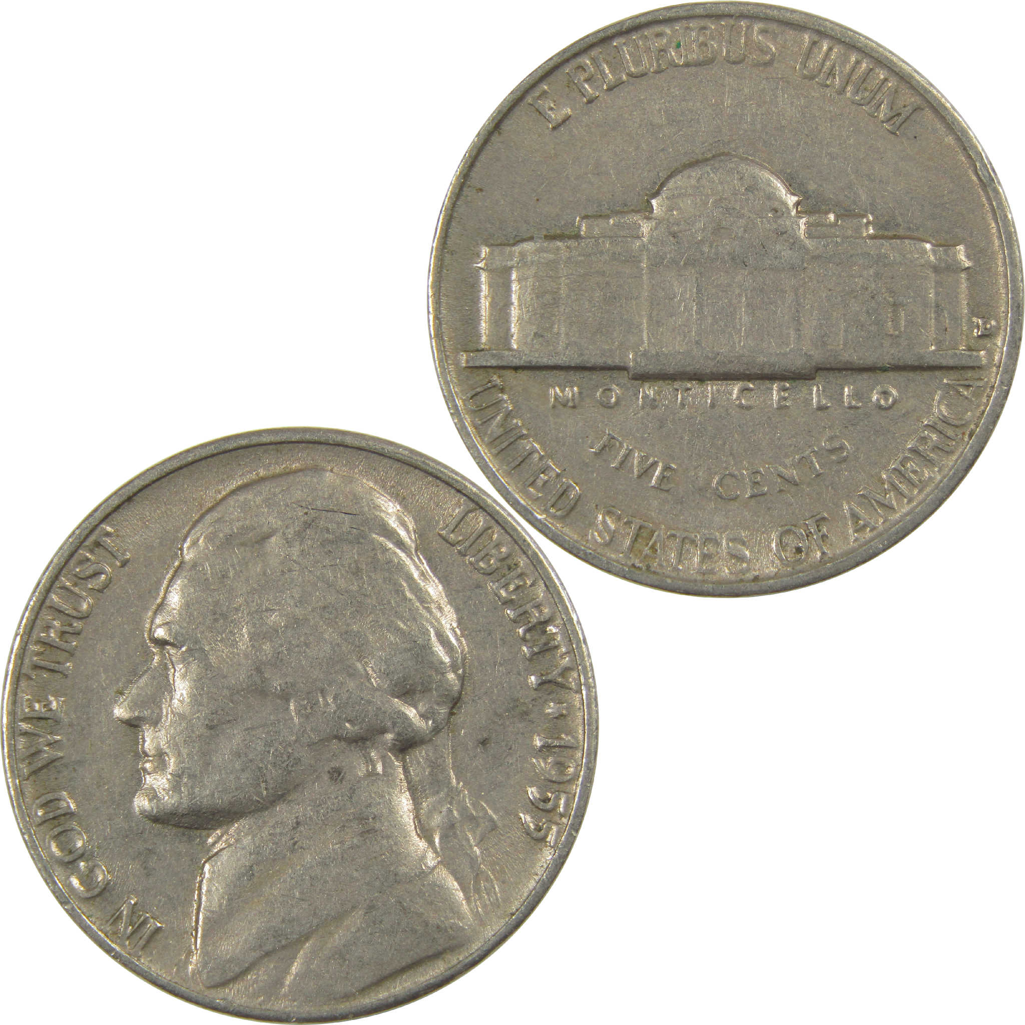 1955 D Jefferson Nickel Circulated 5c Coin Collectible