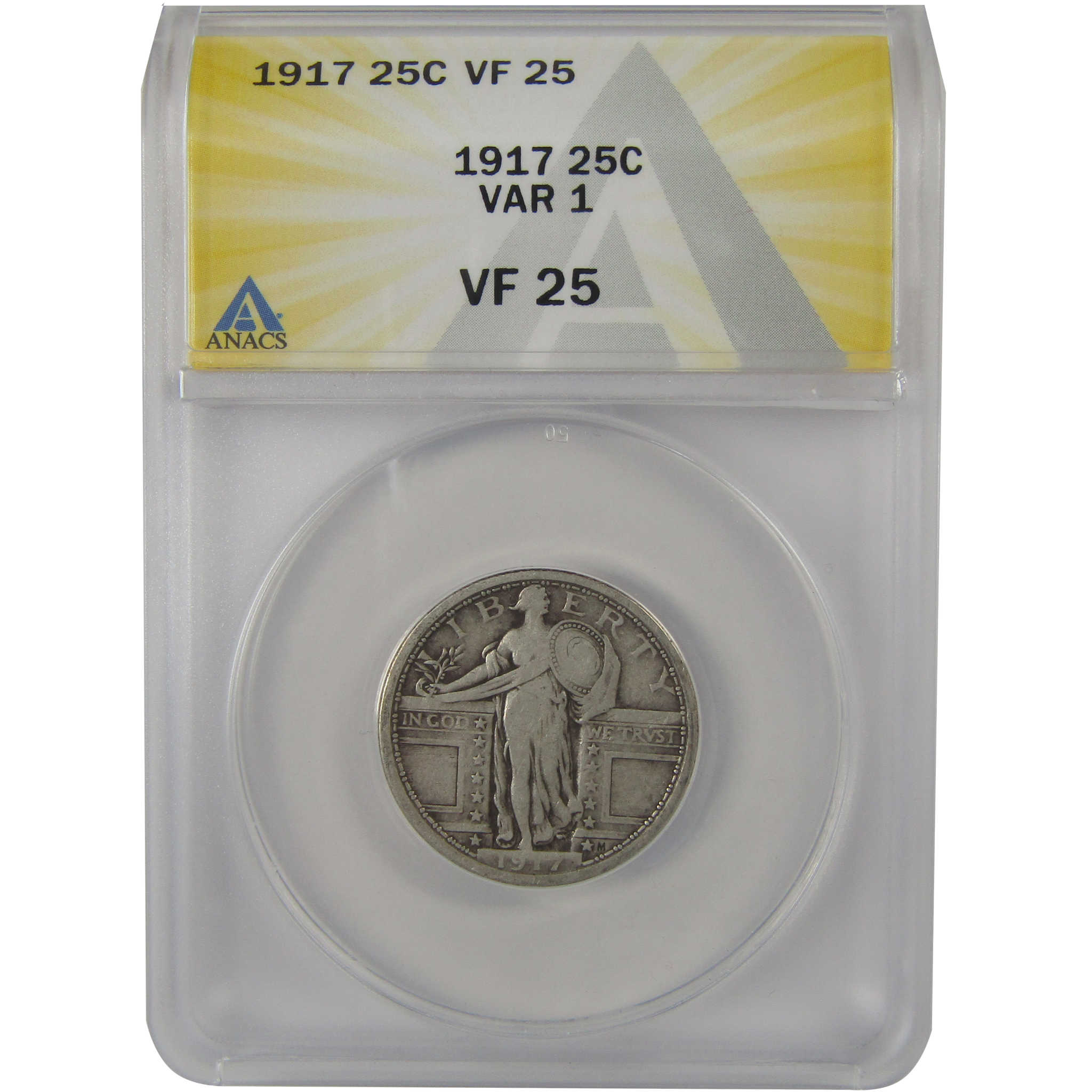 1917 Type 1 Standing Liberty Quarter VF 25 ANACS Silver SKU:I22198
