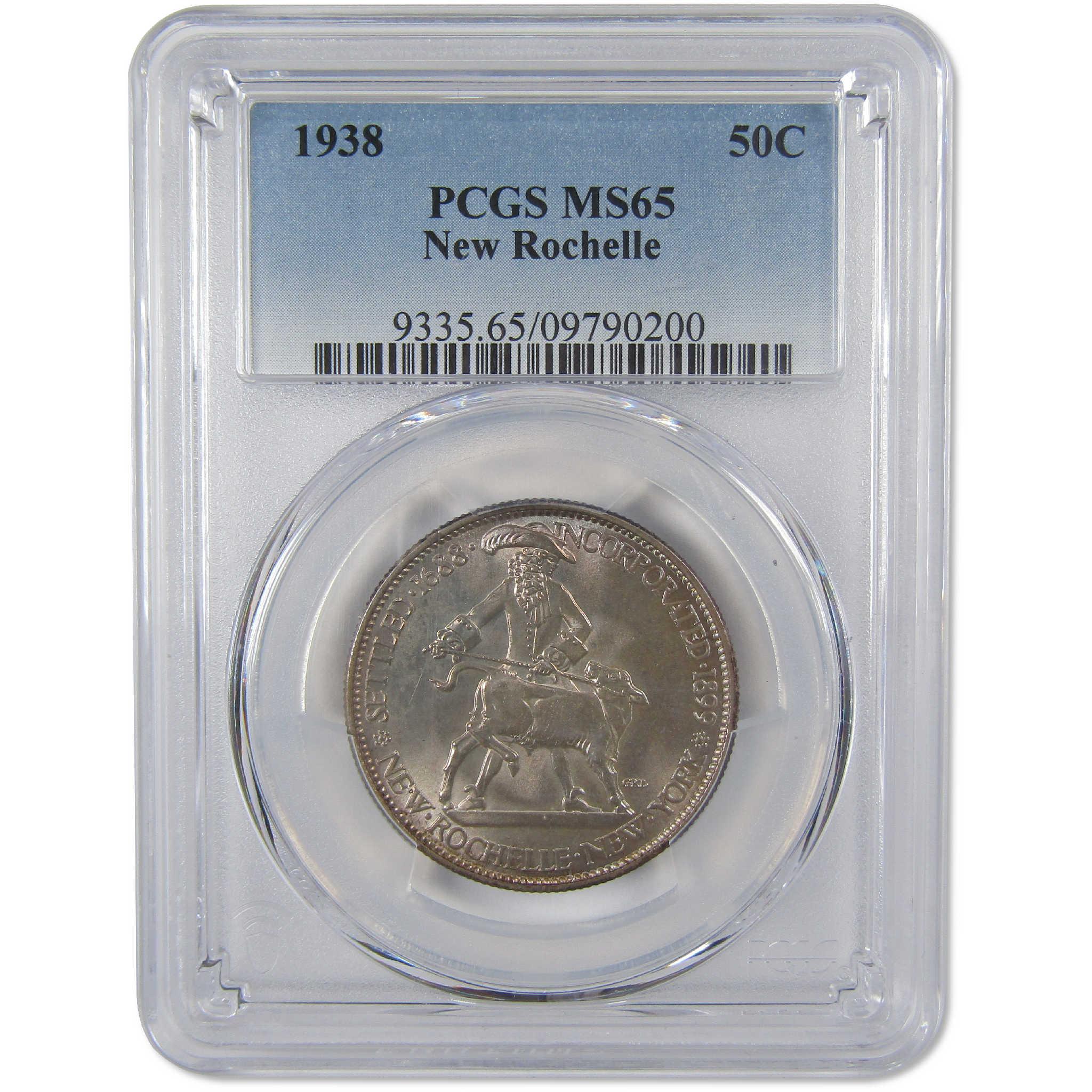 1938 New Rochelle New York Commemorative Silver Half Dollar MS 65 PCGS