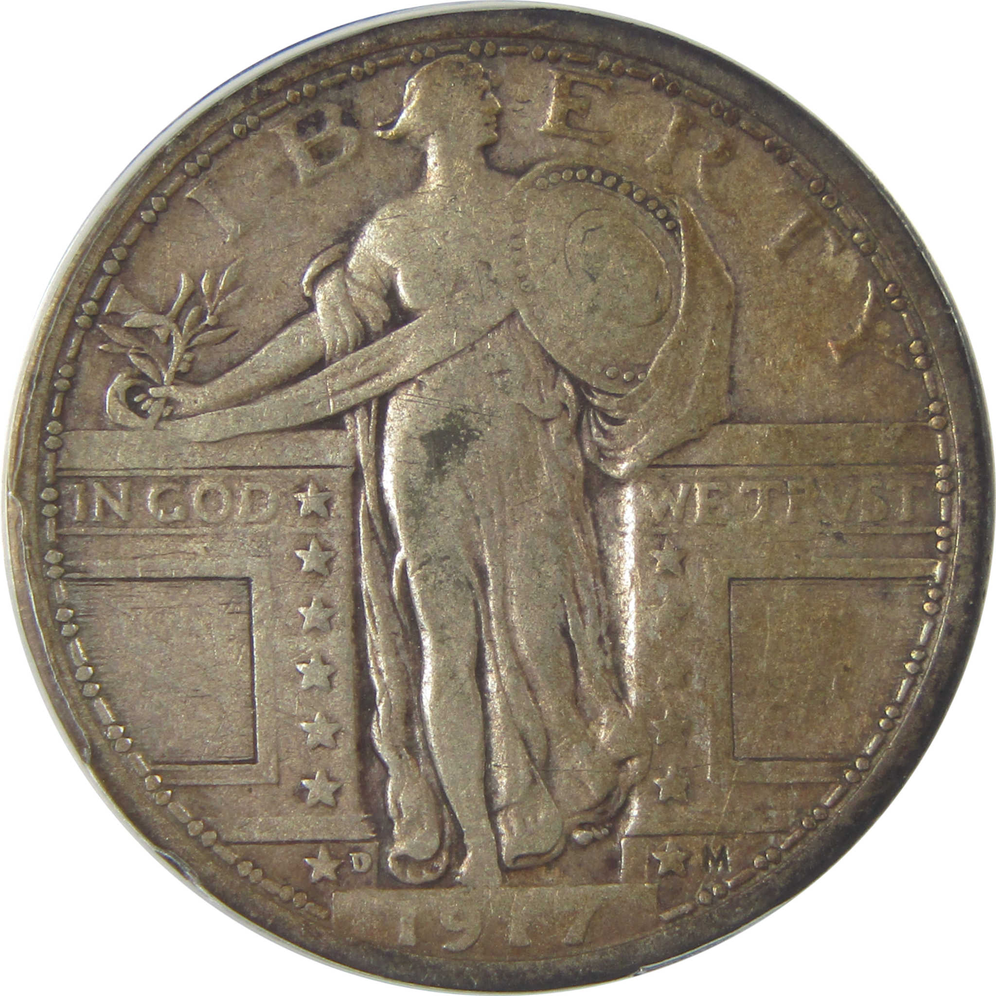 1917 D Type 1 Standing Liberty Quarter VF 25 ANACS Silver SKU:I22173