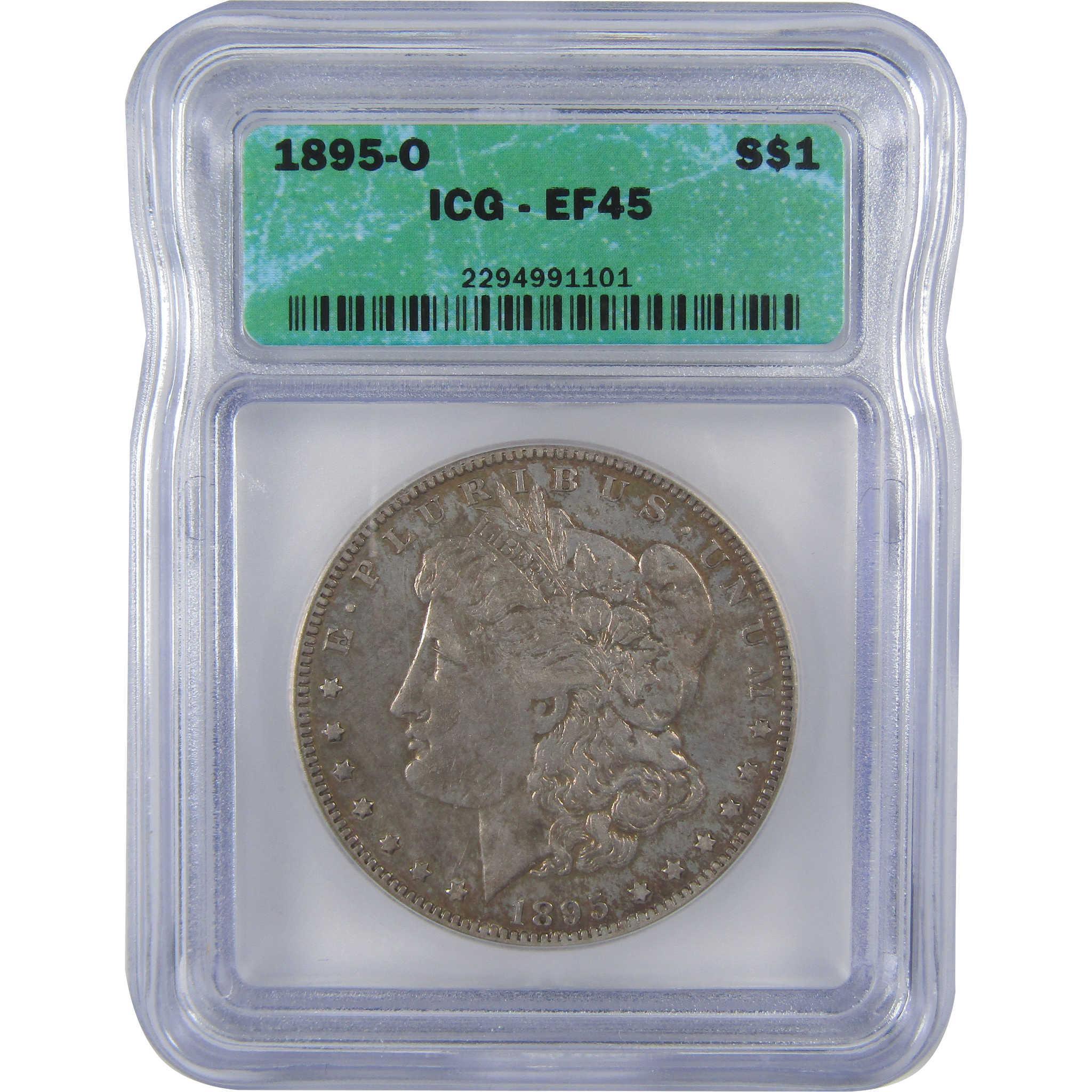 1895 O Morgan Dollar EF 45 ICG Silver $1 Coin SKU:I23795 - Morgan coin - Morgan silver dollar - Morgan silver dollar for sale - Profile Coins & Collectibles