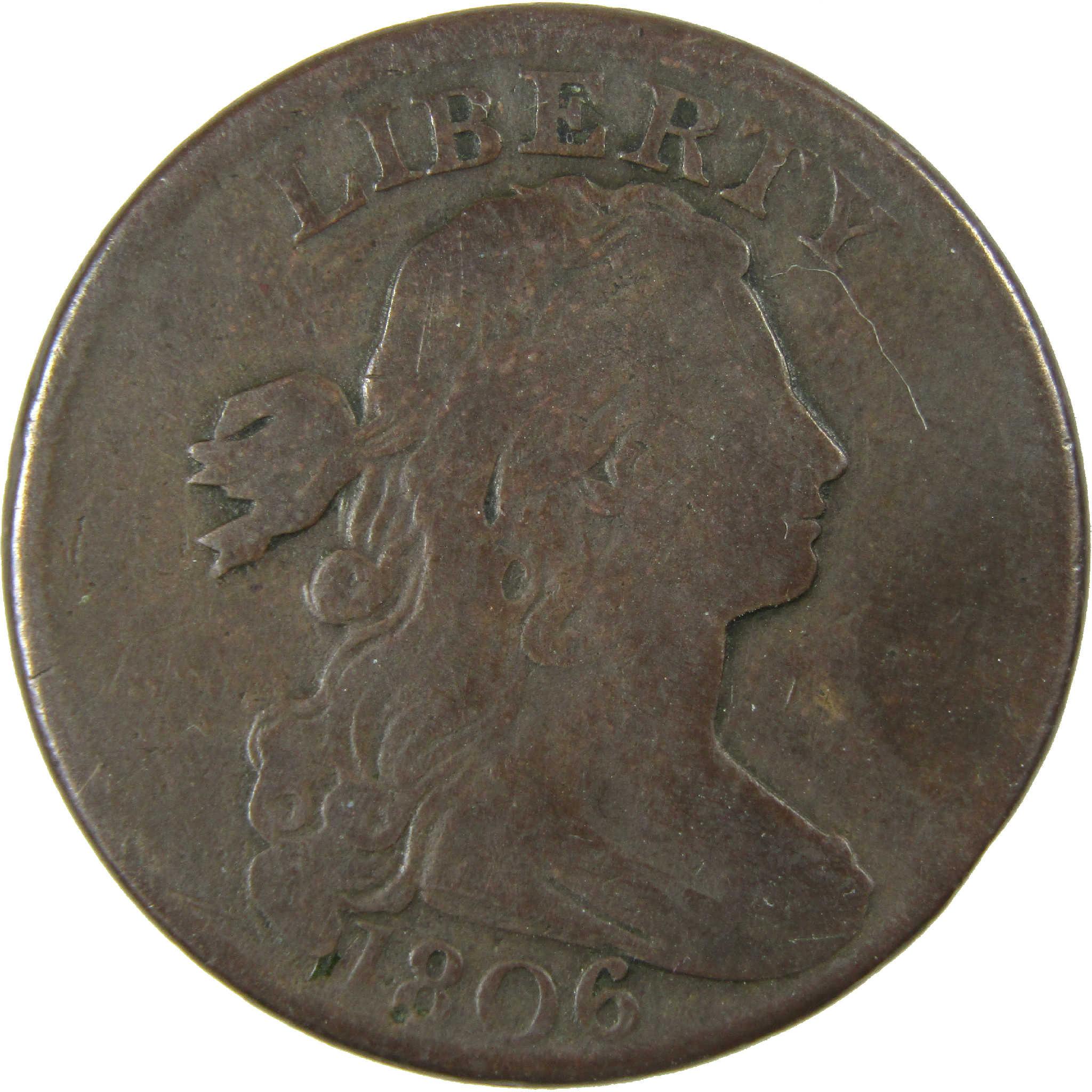 1806 Draped Bust Copper Large Cent VG Very Good Penny 1c Coin