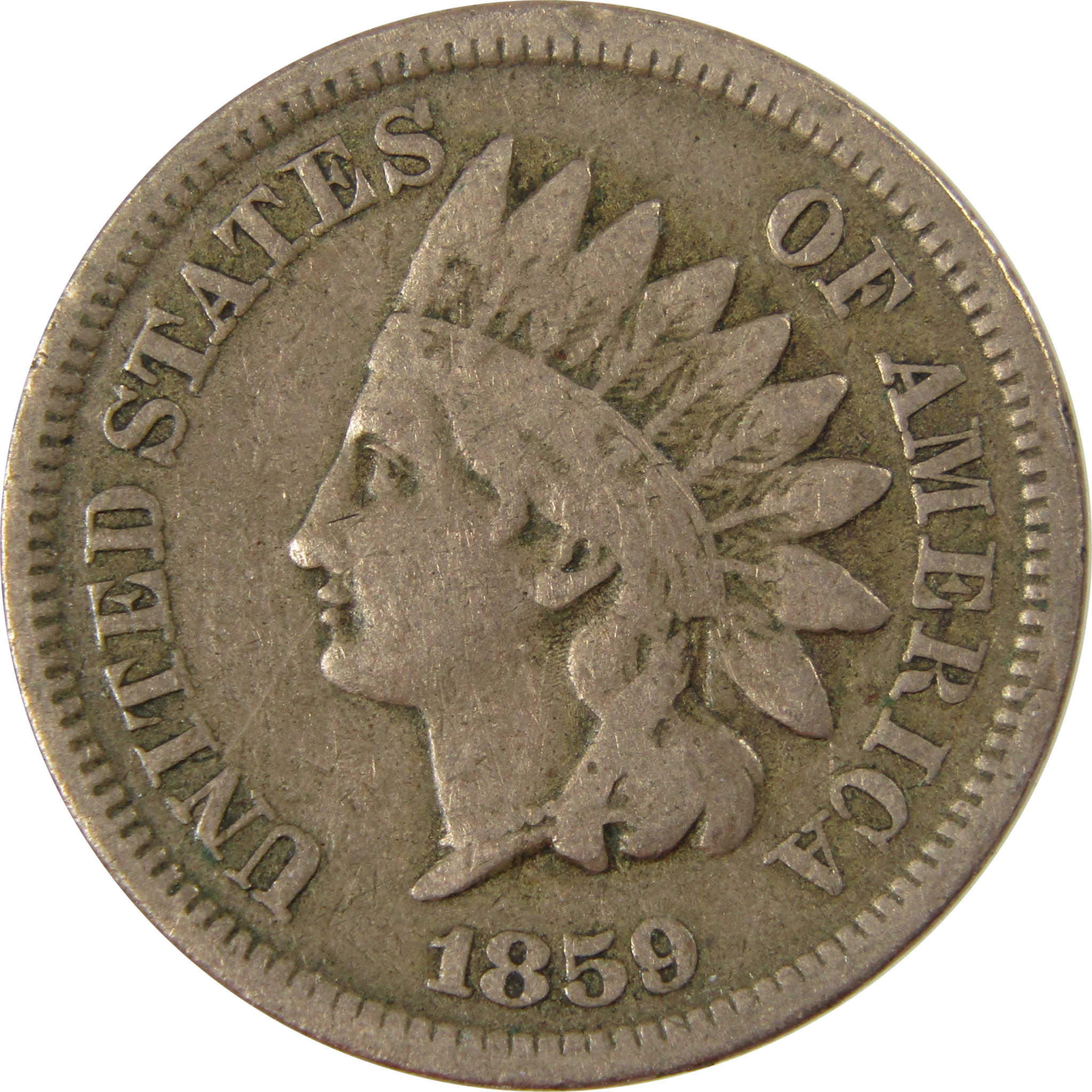 1859 Indian Head Cent VG Very Good Penny 1c Coin SKU:CP1259