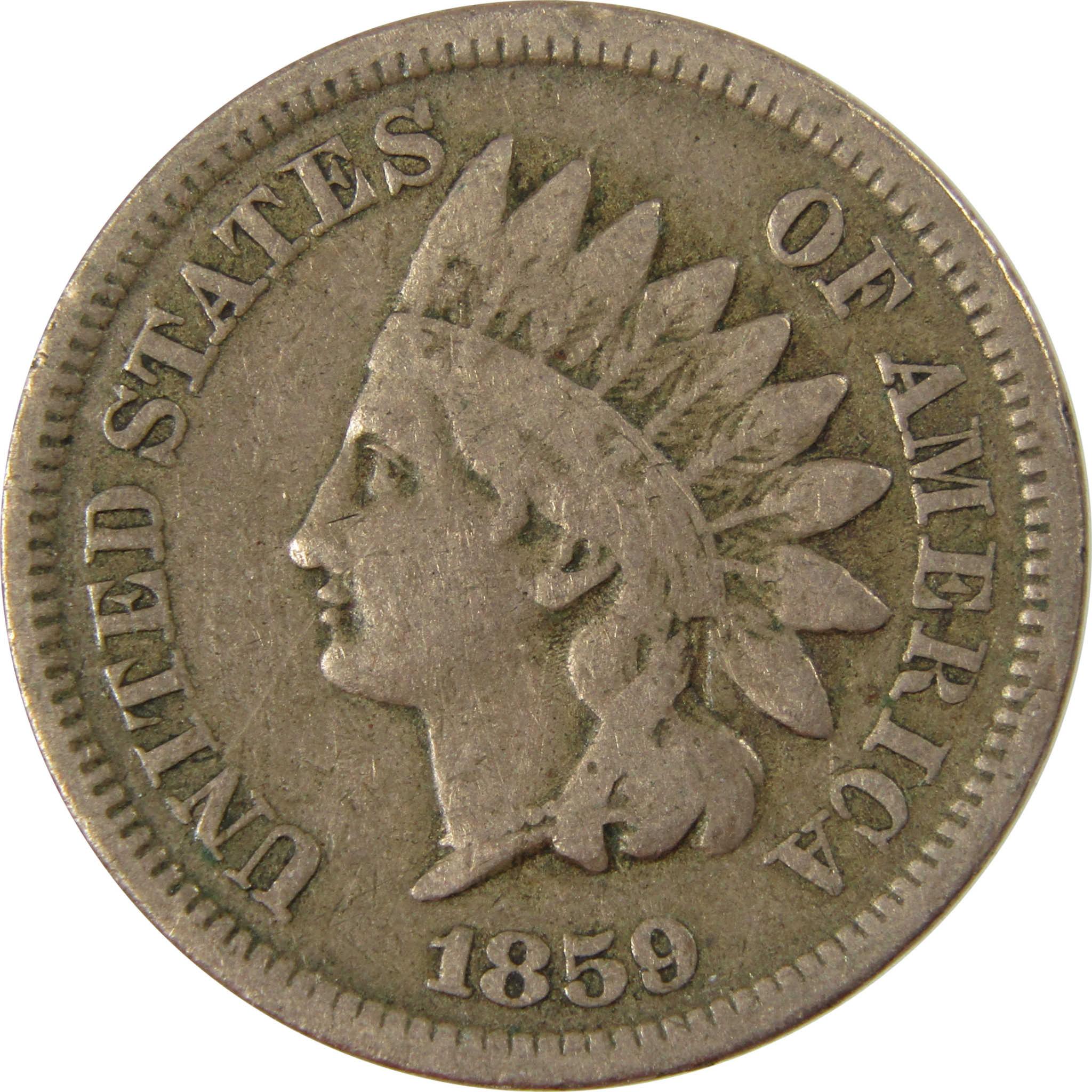 1859 Indian Head Cent VG Very Good Penny 1c Coin SKU:CP1259