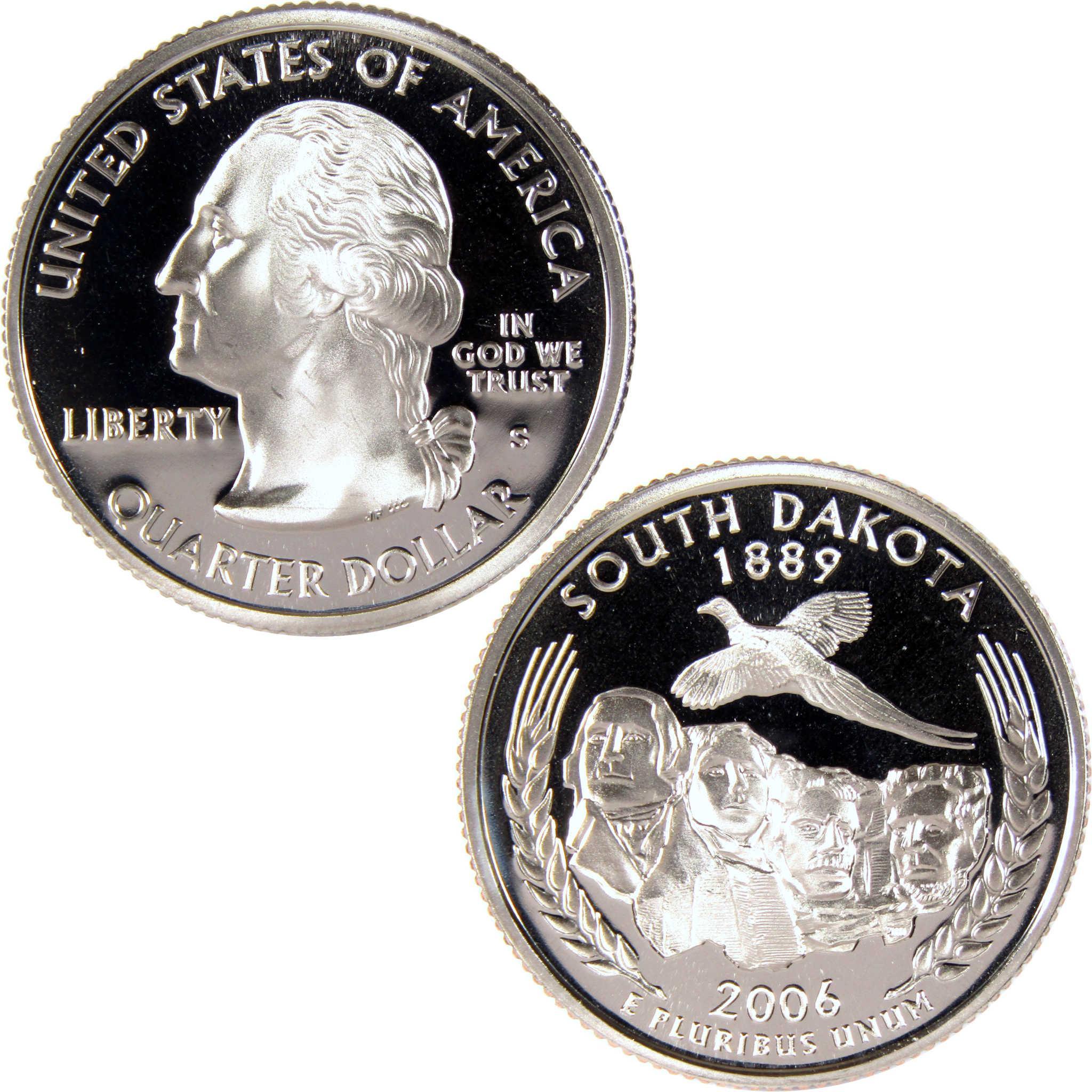 2006 South Dakota state quarter collectible coin featuring Mount Rushmore and flying pheasant