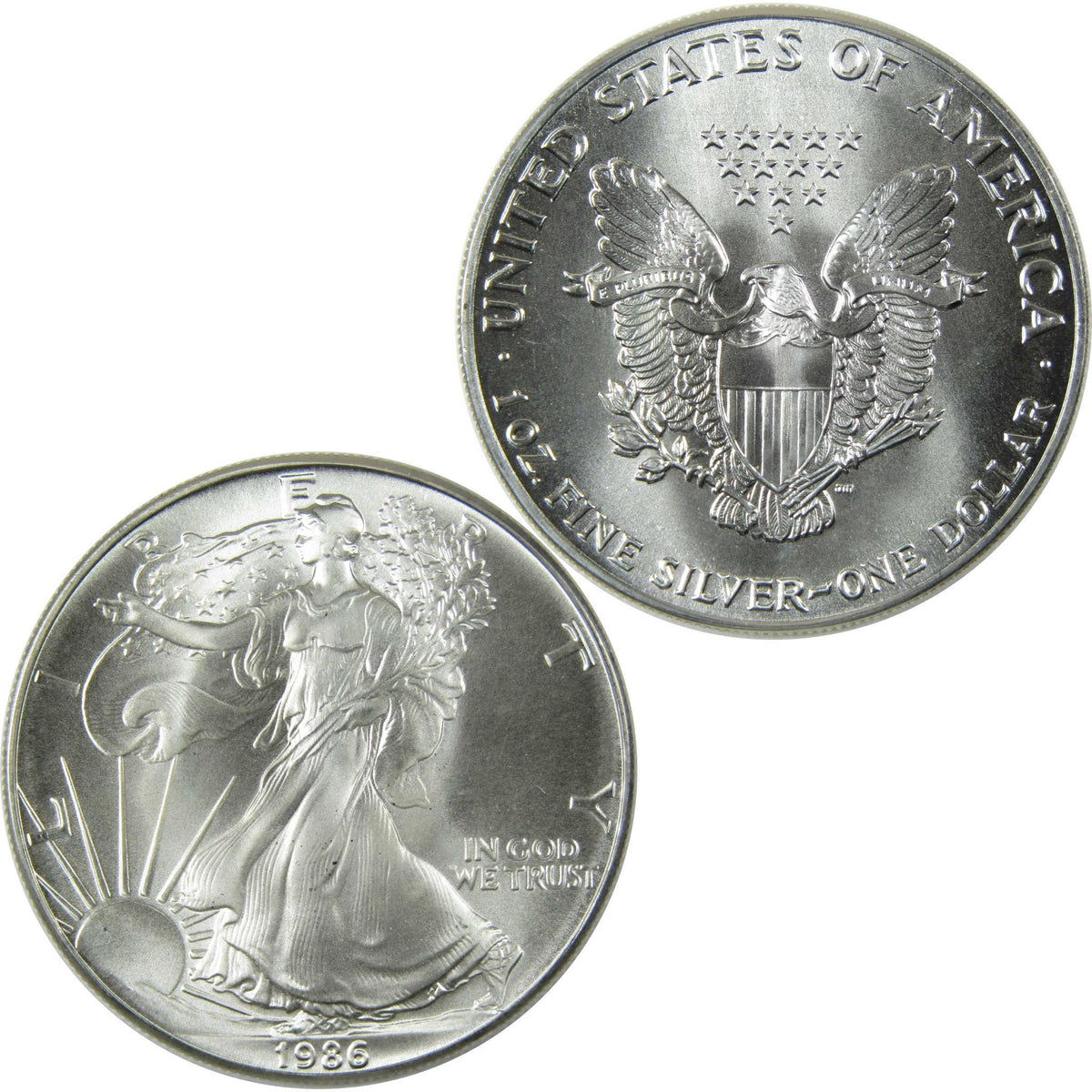 1986 American Silver Eagle Uncirculated Mint State $1 Coin Collectible