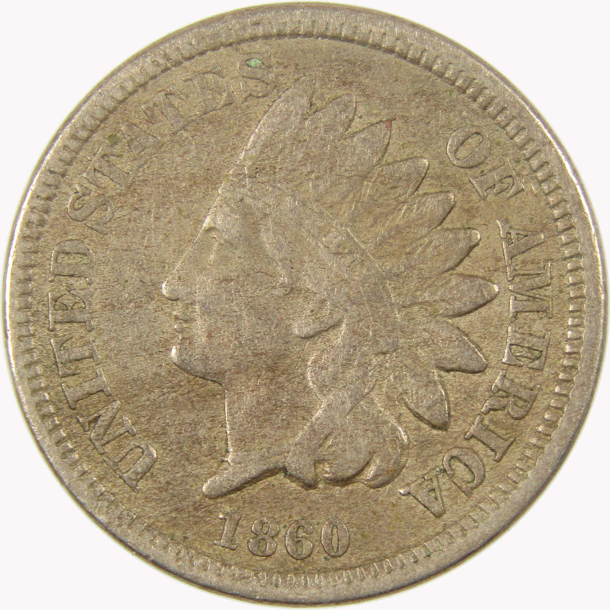 1860 Indian Head Cent F Fine Details Penny 1c Coin SKU:CP1068