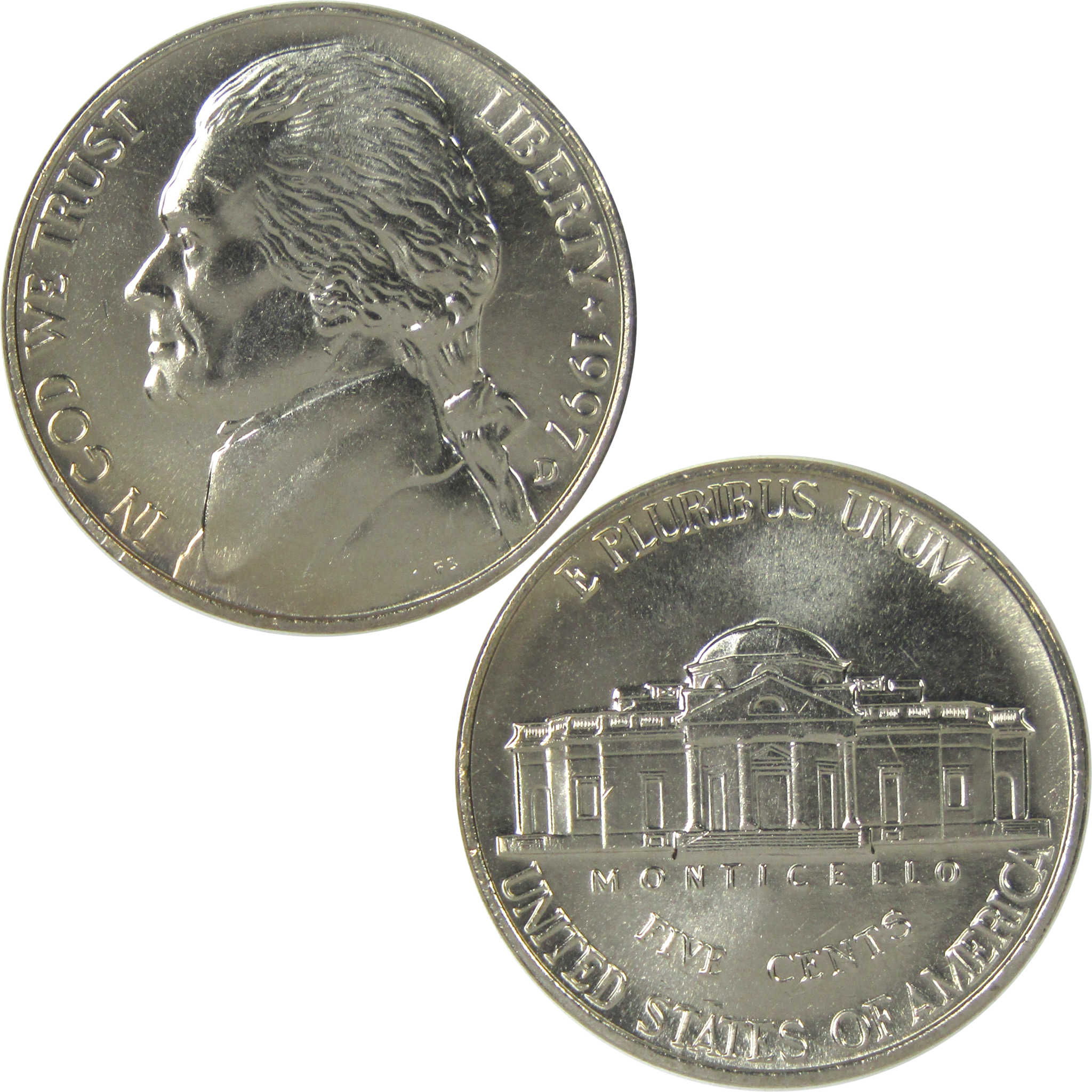1997 D Jefferson Nickel Uncirculated 5c Coin