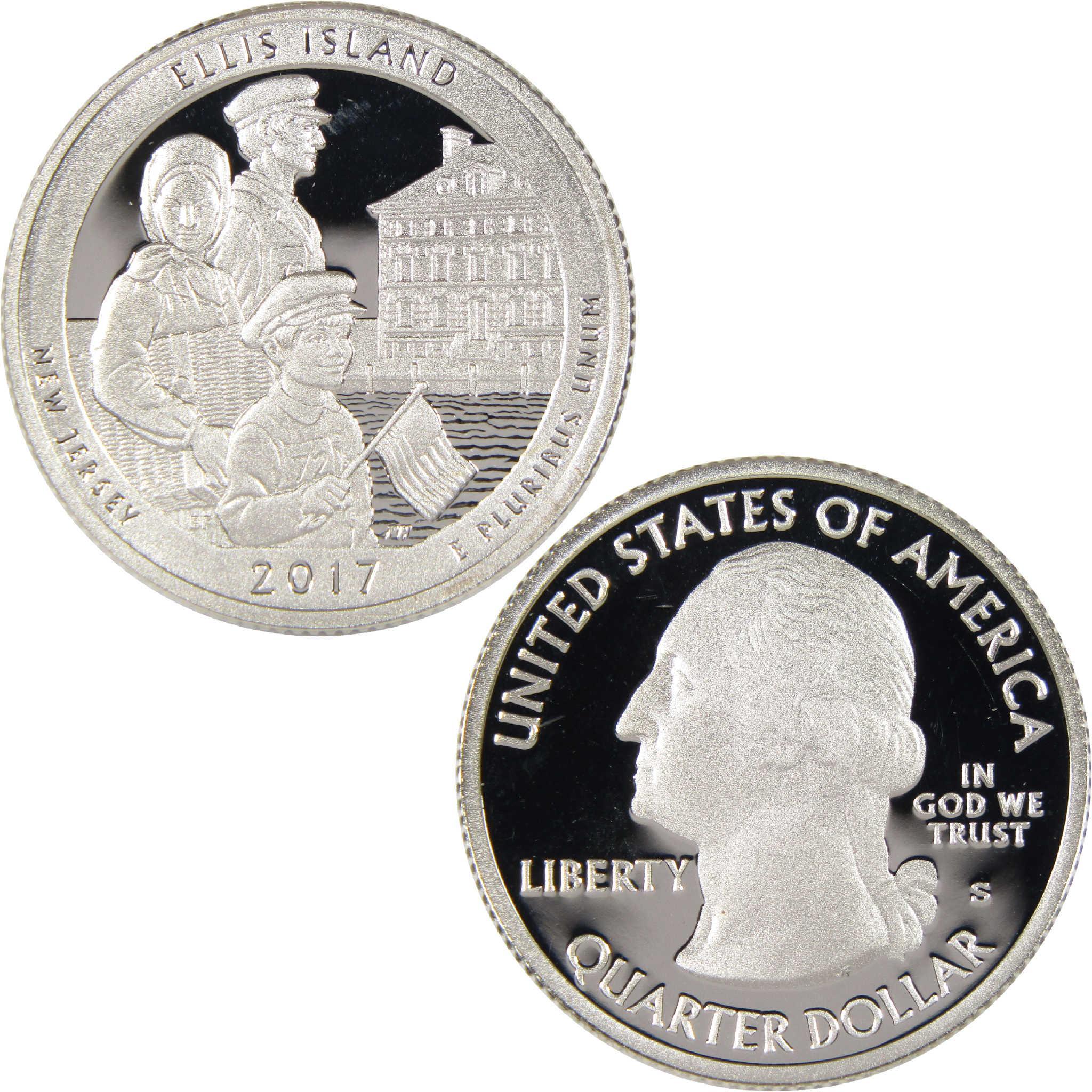 2017 Ellis Island New Jersey proof quarter, collectible US coin, reverse and obverse sides