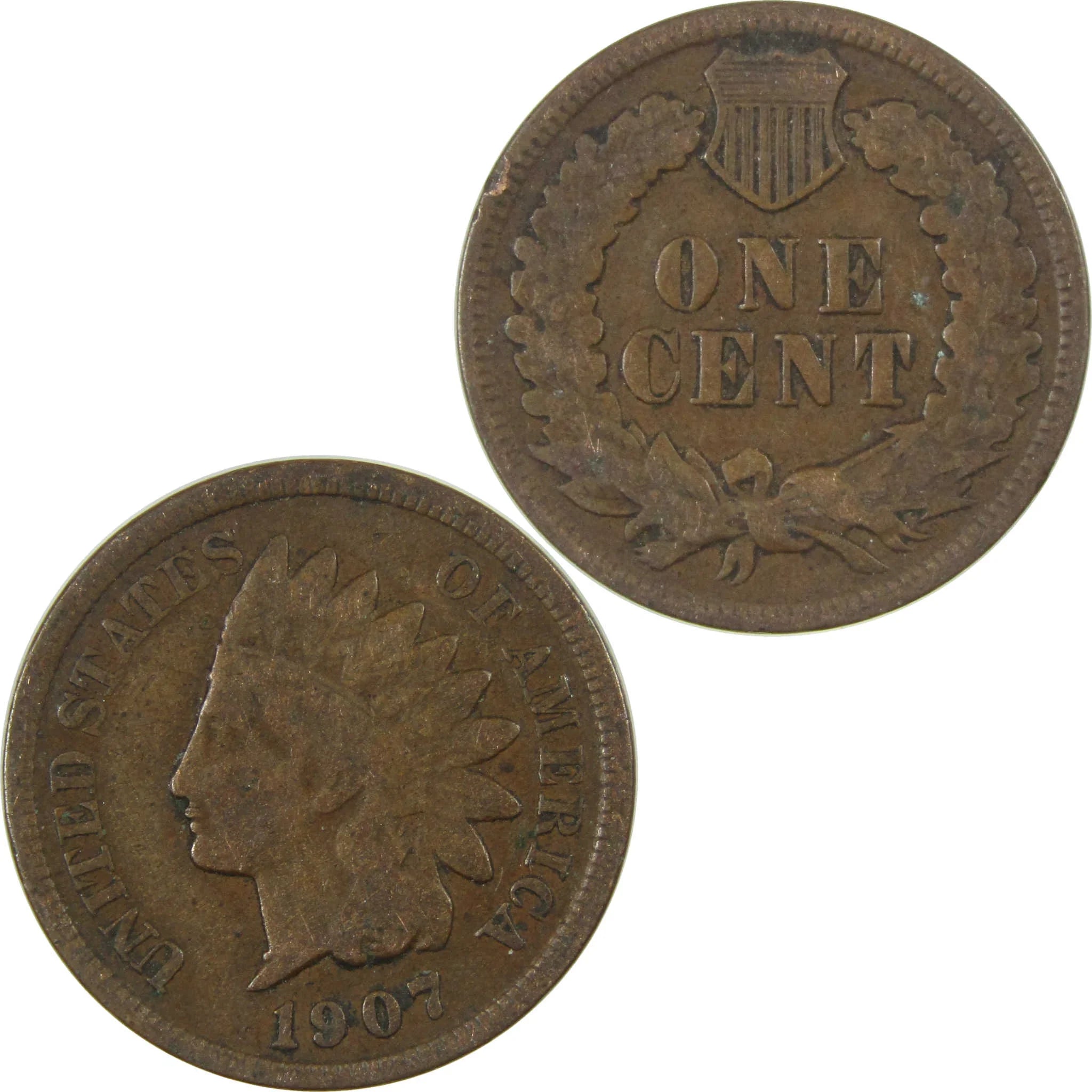 1907 Indian Head Cent VG Very Good Penny 1c Coin SKU:I27048