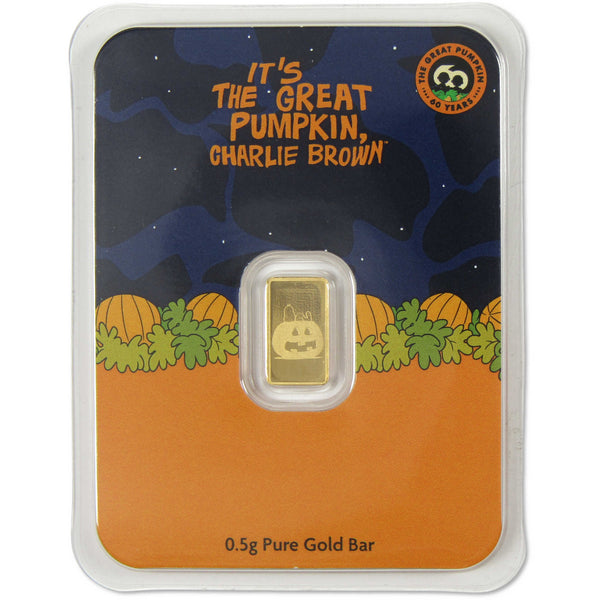 Peanuts Great Pumpkin Charlie Brown 60th Anniversary 1/2 g Gold Bar