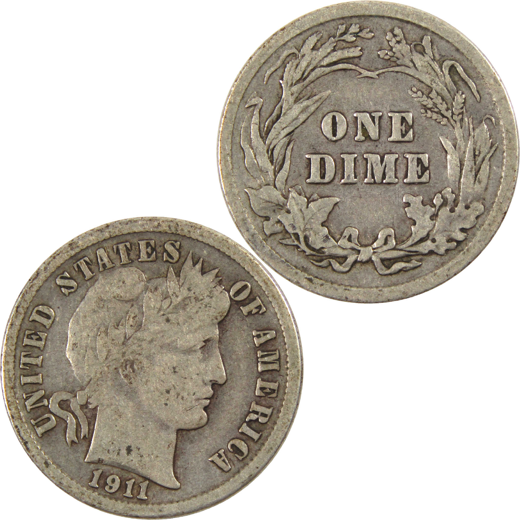 1911 Barber Dime VG Very Good Silver 10c Coin