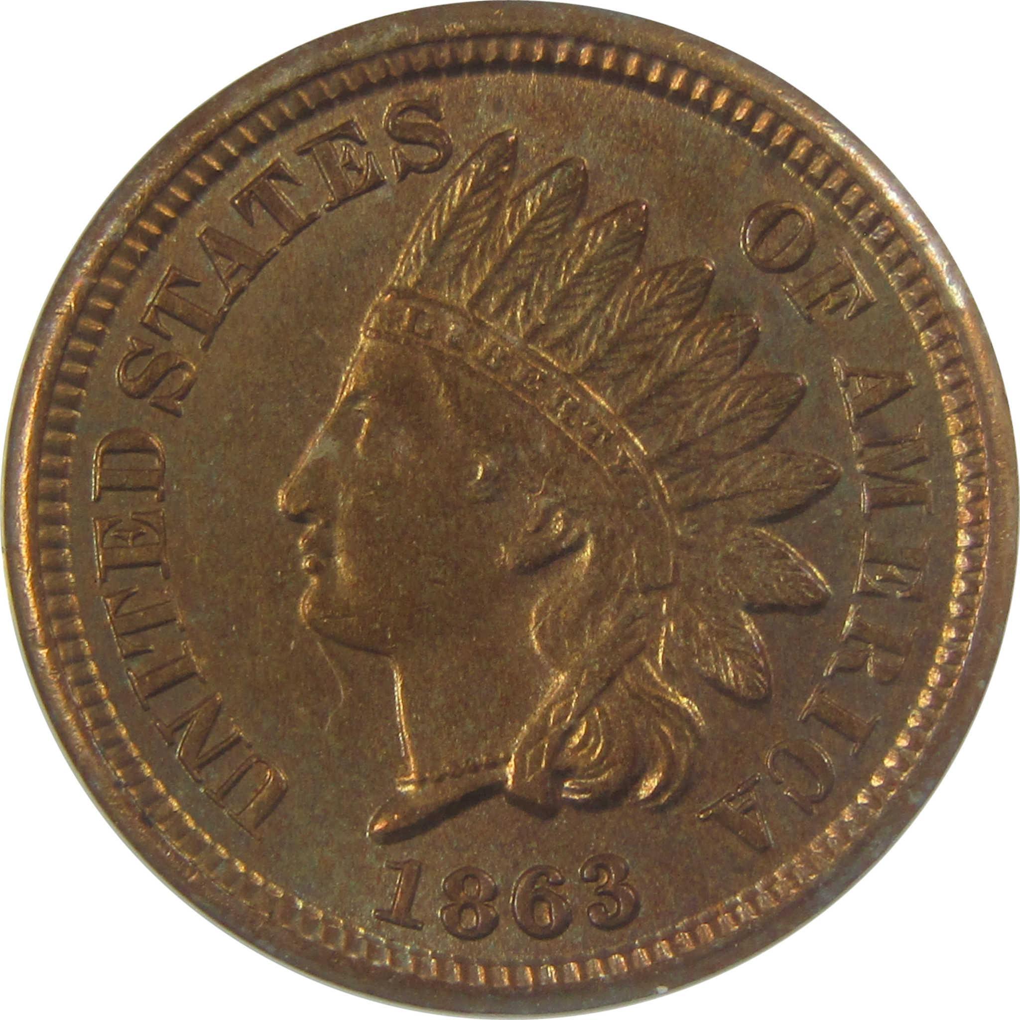 1863 Indian Head Cent MS 62 ANACS Penny Uncirculated SKU:I24902