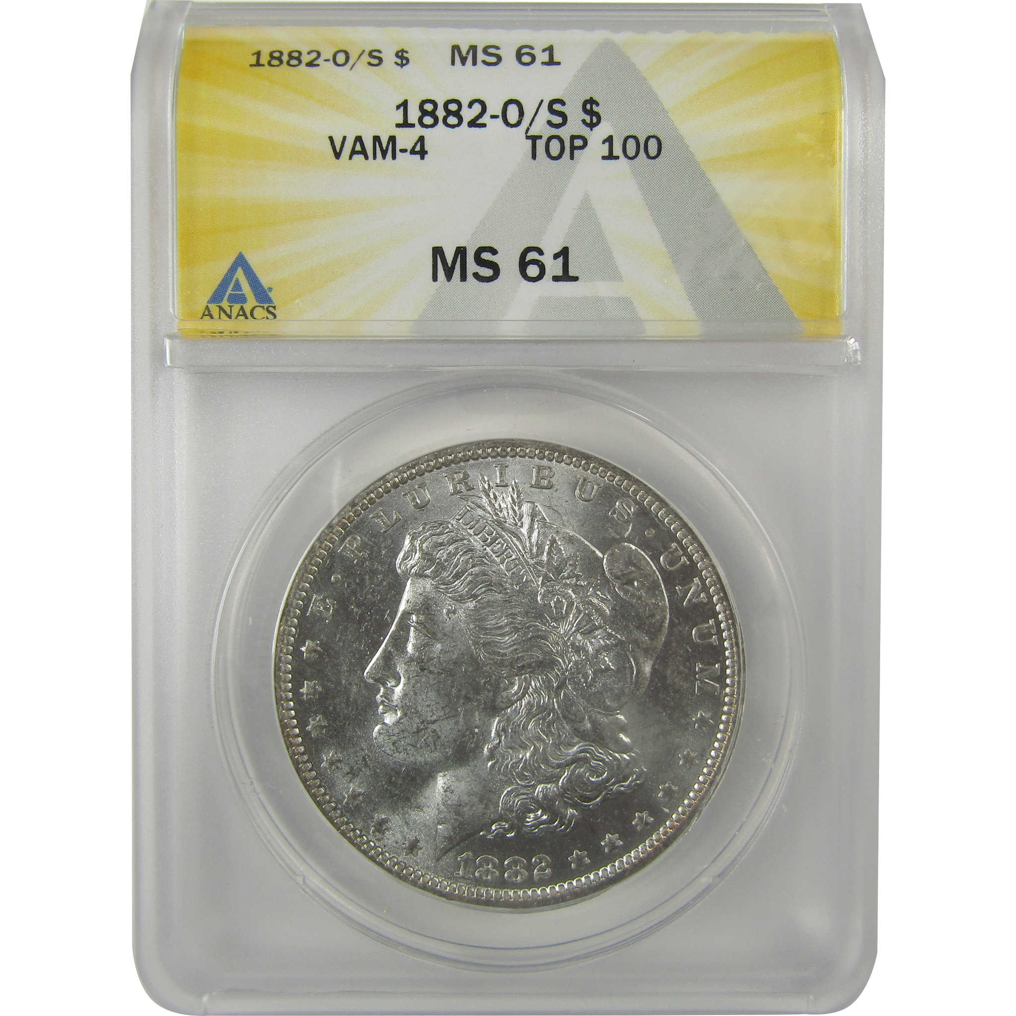1882 O/S VAM-4 Recessed Top 100 Morgan Dollar MS 61 ANACS SKU:I21935 - Morgan coin - Morgan silver dollar - Morgan silver dollar for sale - Profile Coins & Collectibles