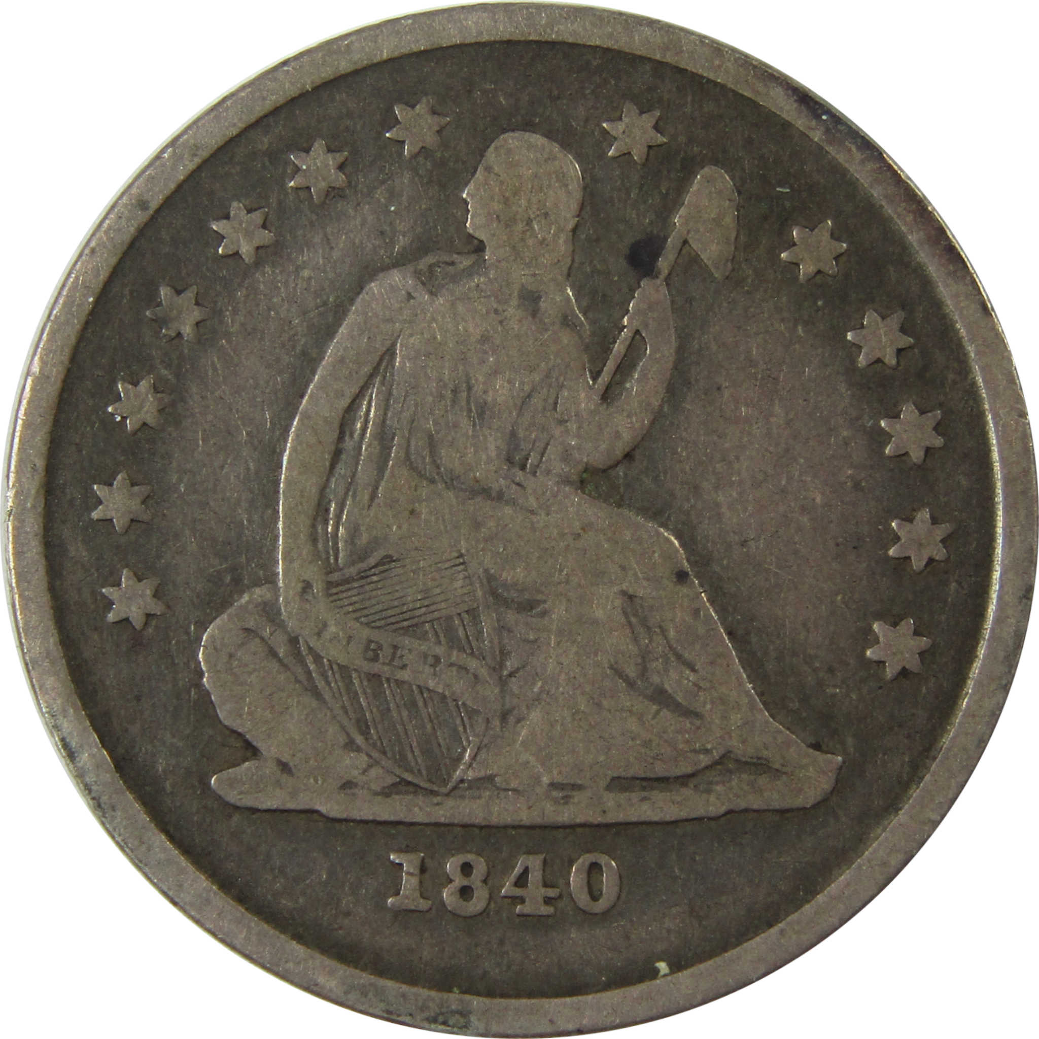1840 O No Drapery Seated Liberty Silver Quarter F Fine SKU:I25378