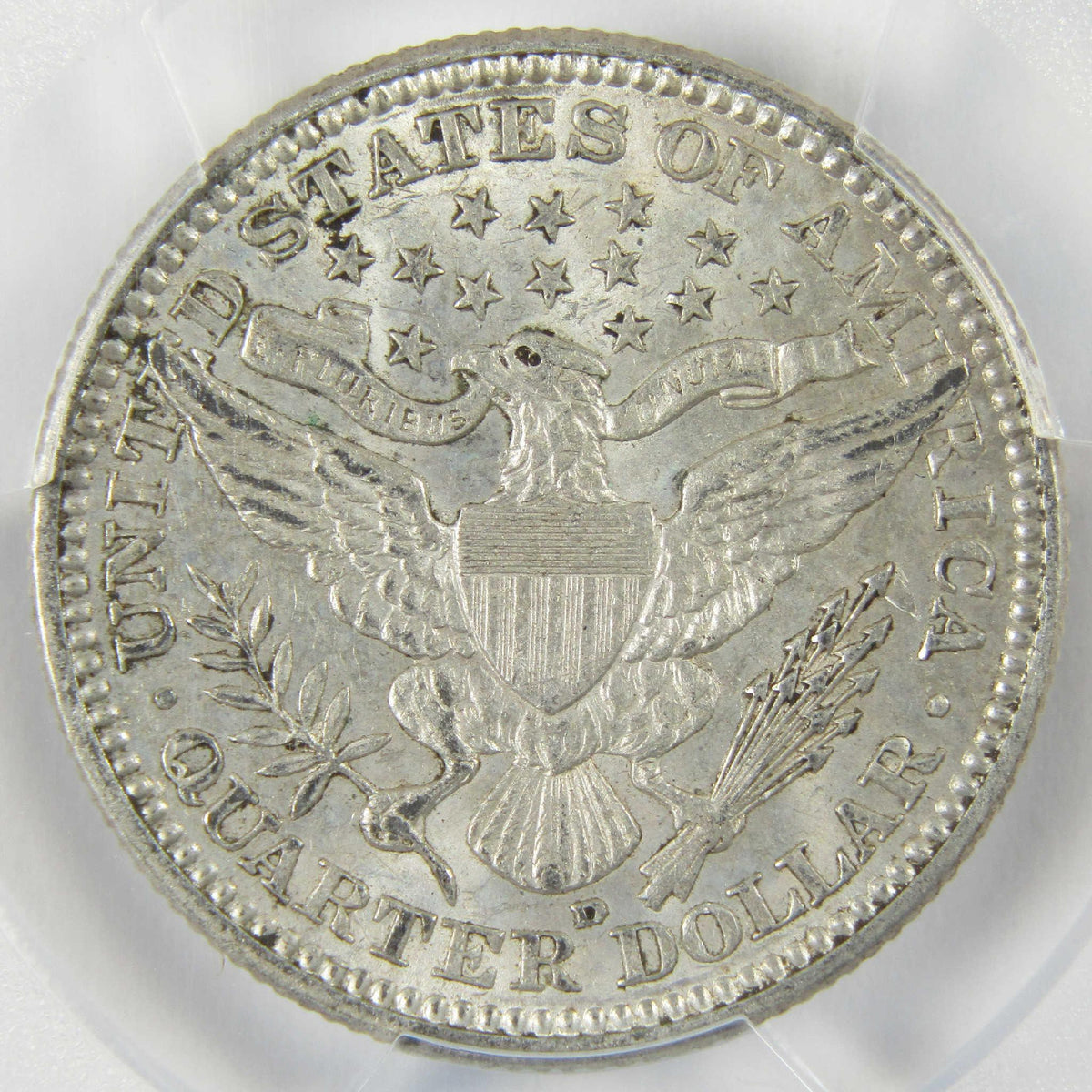 1907 D Barber Silver Quarter AU 58 PCGS 25c Coin Collectible