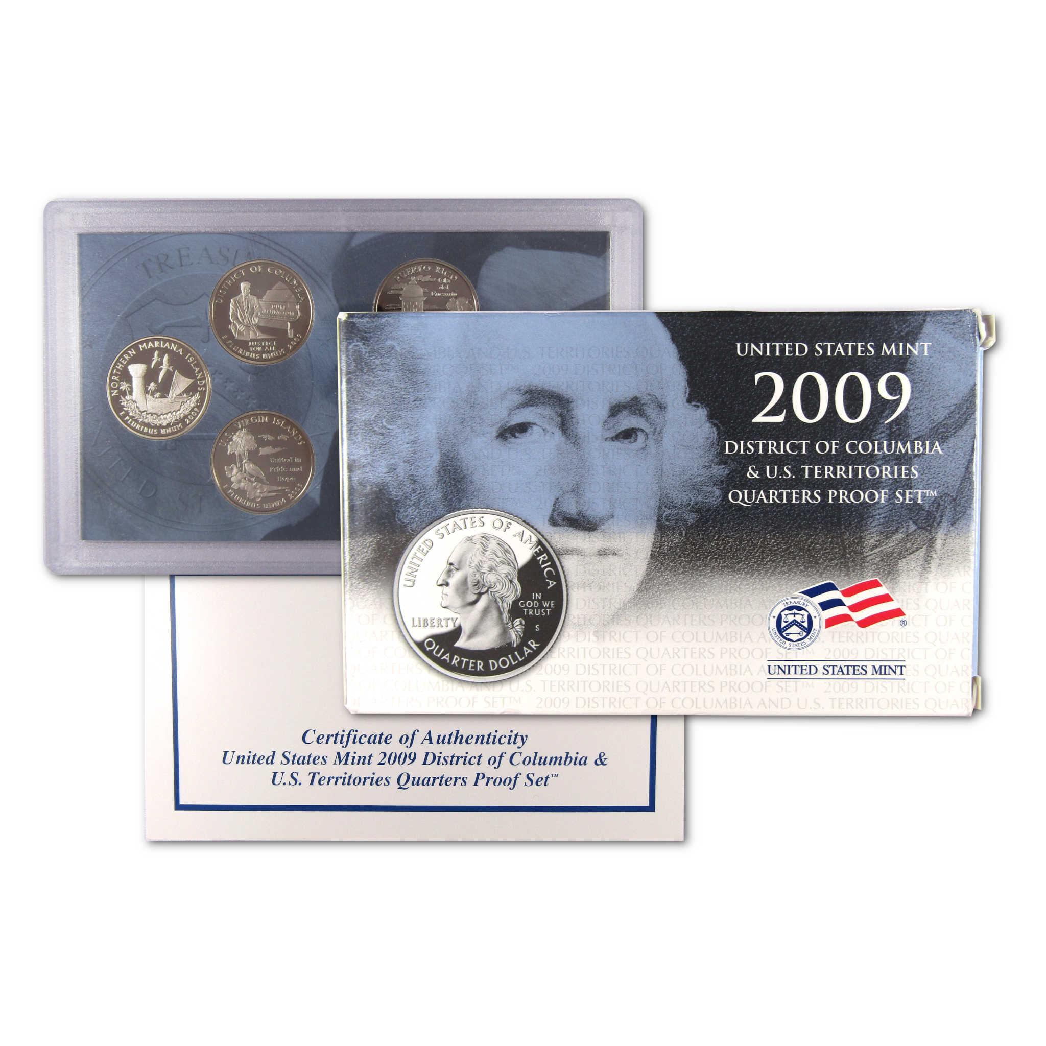 2009 US Mint District of Columbia and Territories quarters proof set with certificate