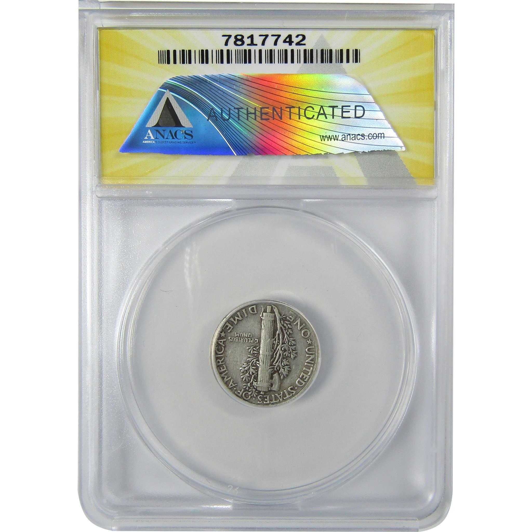 1942/1 Mercury Silver Dime VF 35 Details ANACS 10c Coin SKU:CP765