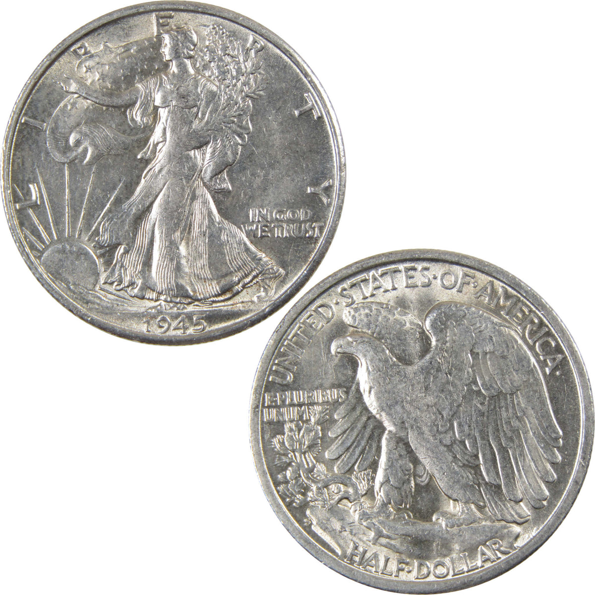 1945 S Liberty Walking Silver 50c Borderline Uncirculated SKU:I28671