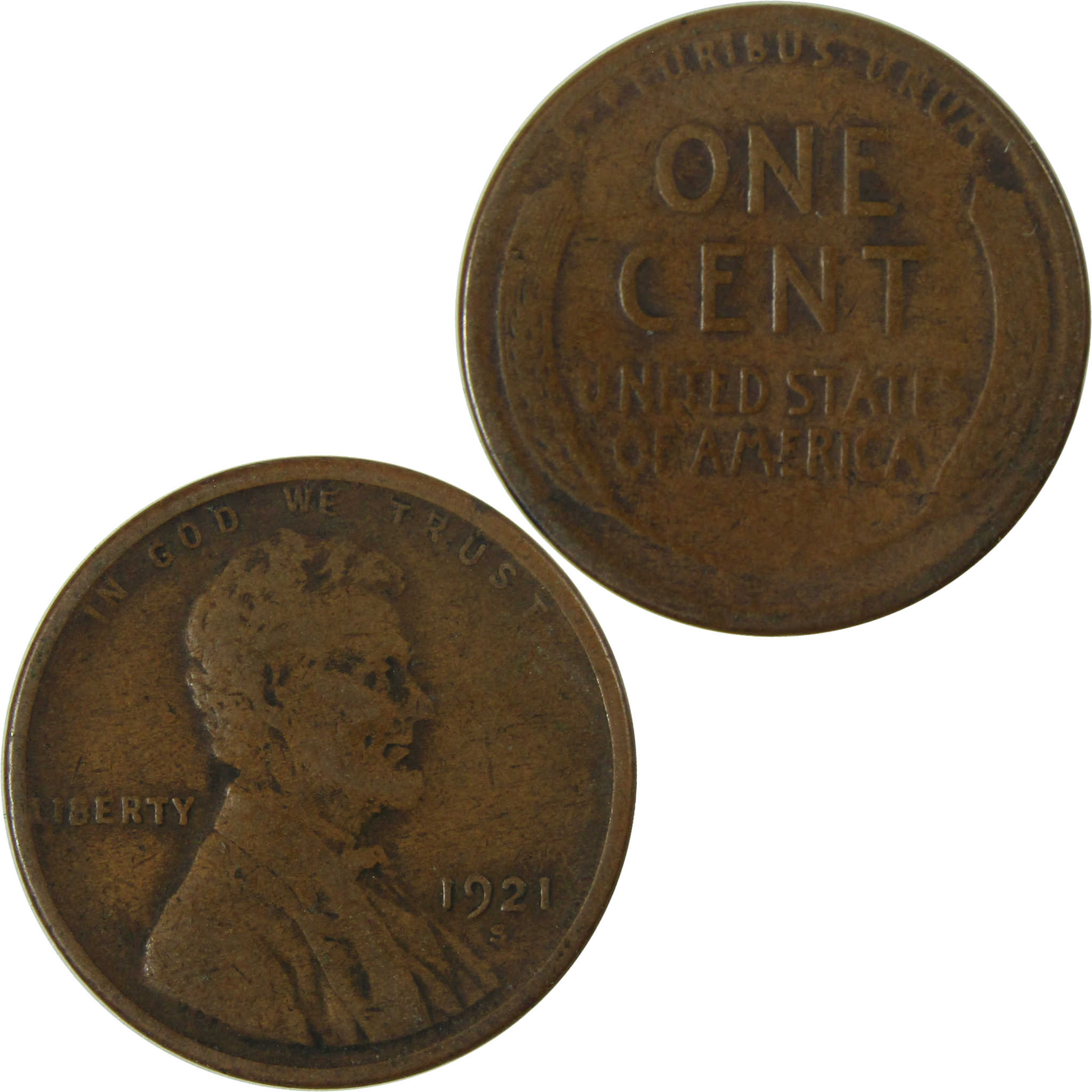 1921 S Lincoln Wheat Cent VG Very Good Penny 1c Coin SKU:I26736
