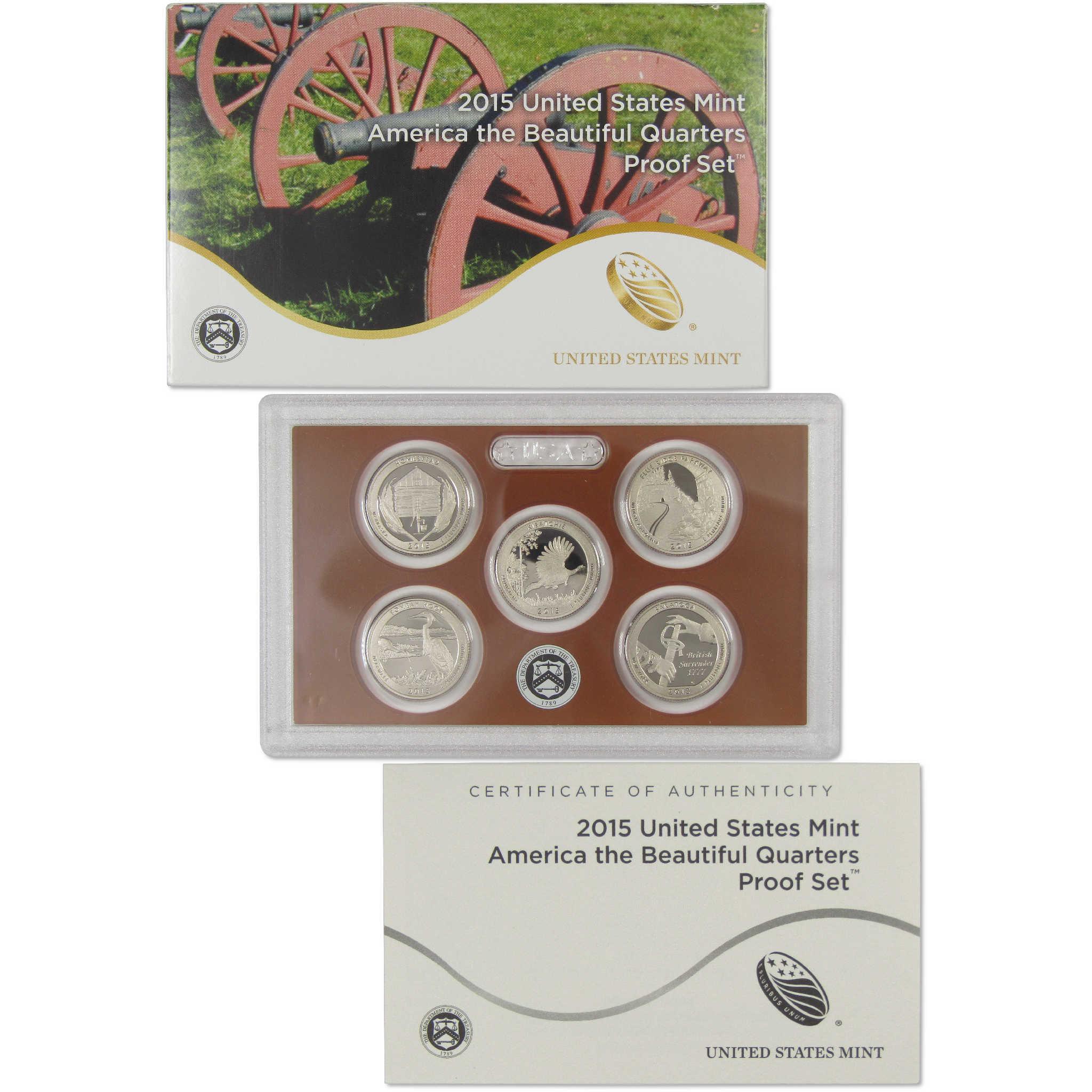 2015 America the Beautiful Quarter Clad Proof Set U.S. Mint OGP COA